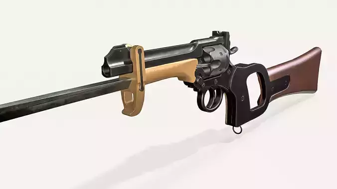 Webley Service Revolver Low Poly Low-poly 3D model