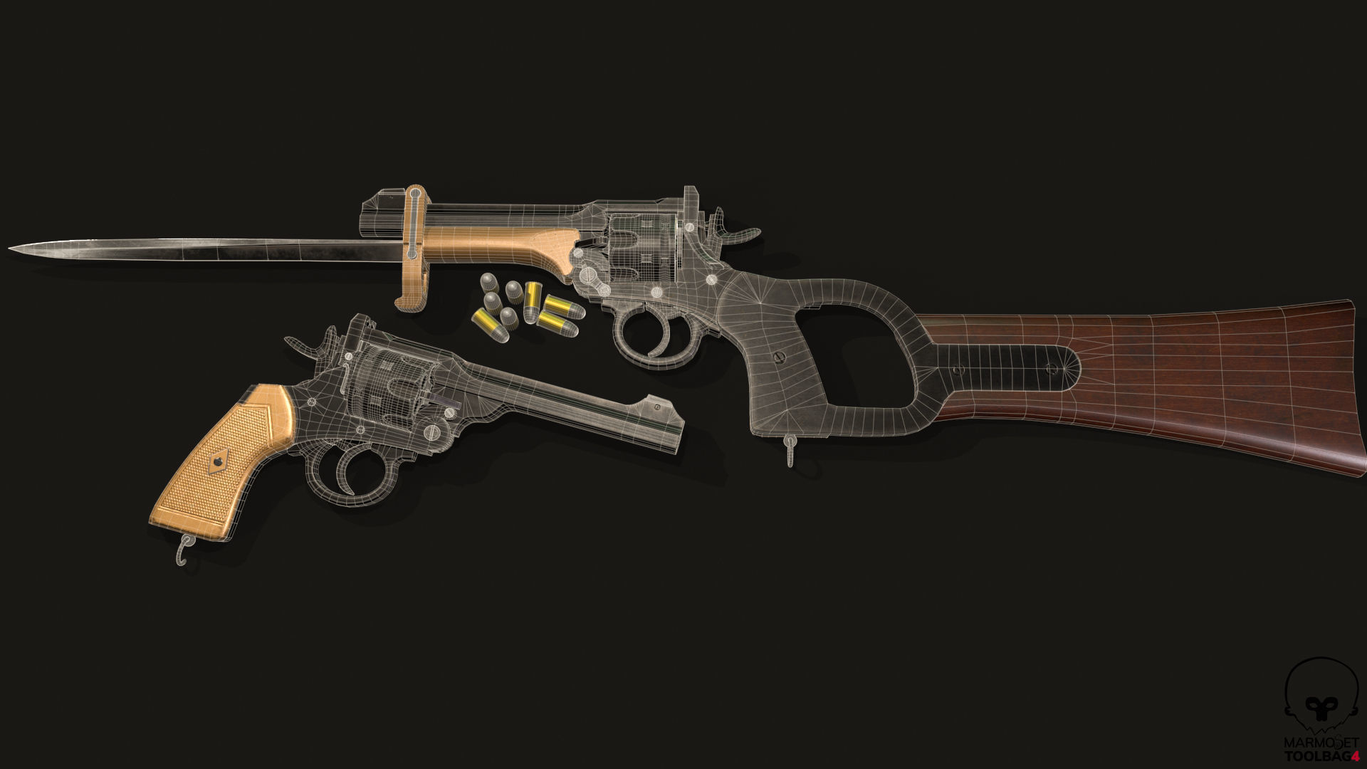 Webley Service Revolver Low Poly Low-poly 3D model_6