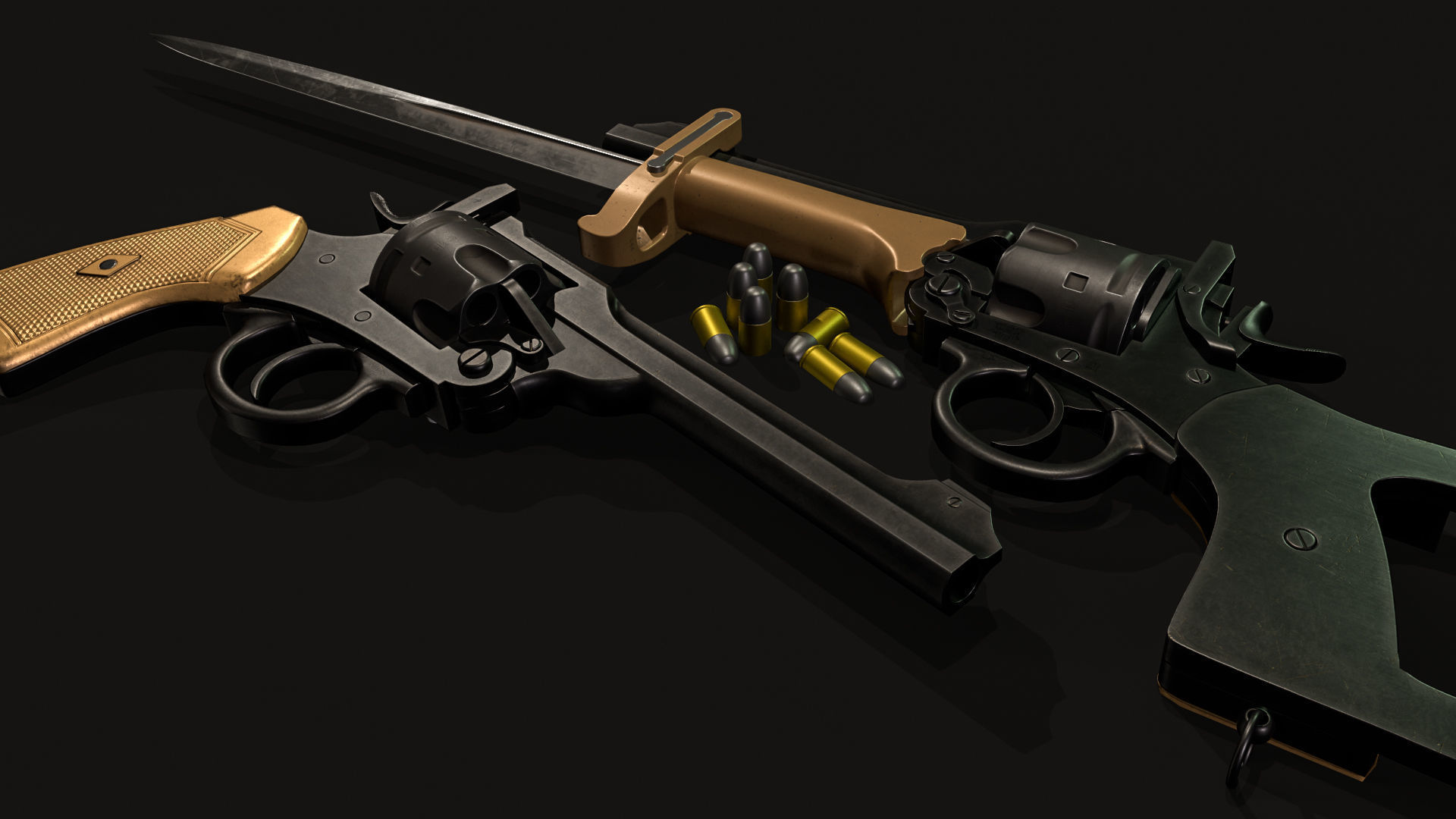 Webley Service Revolver Low Poly Low-poly 3D model_2