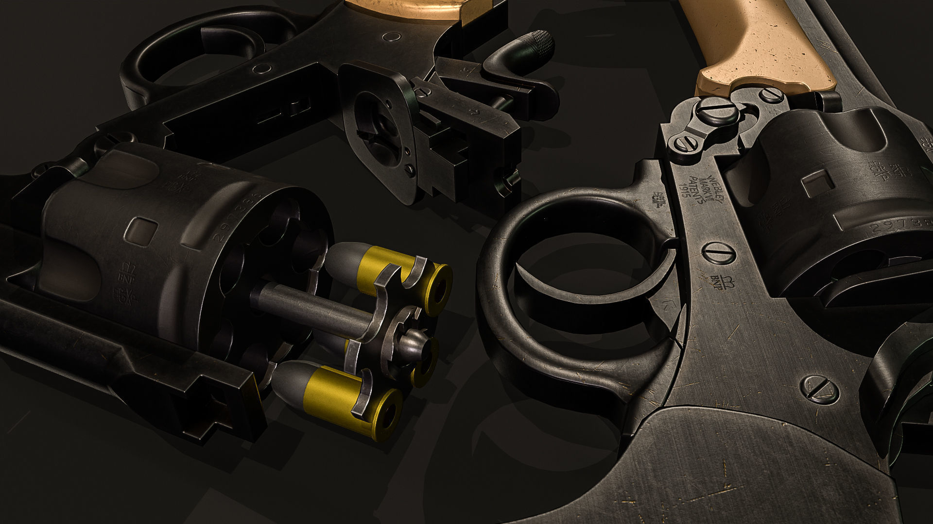 Webley Service Revolver Low Poly Low-poly 3D model_8