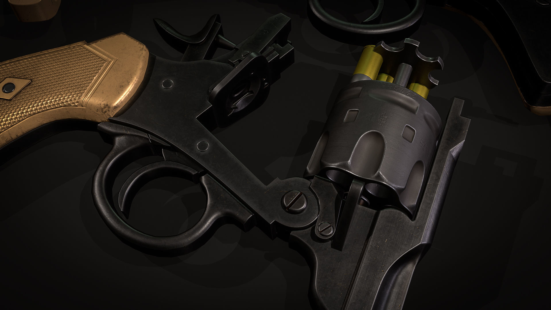 Webley Service Revolver Low Poly Low-poly 3D model_7
