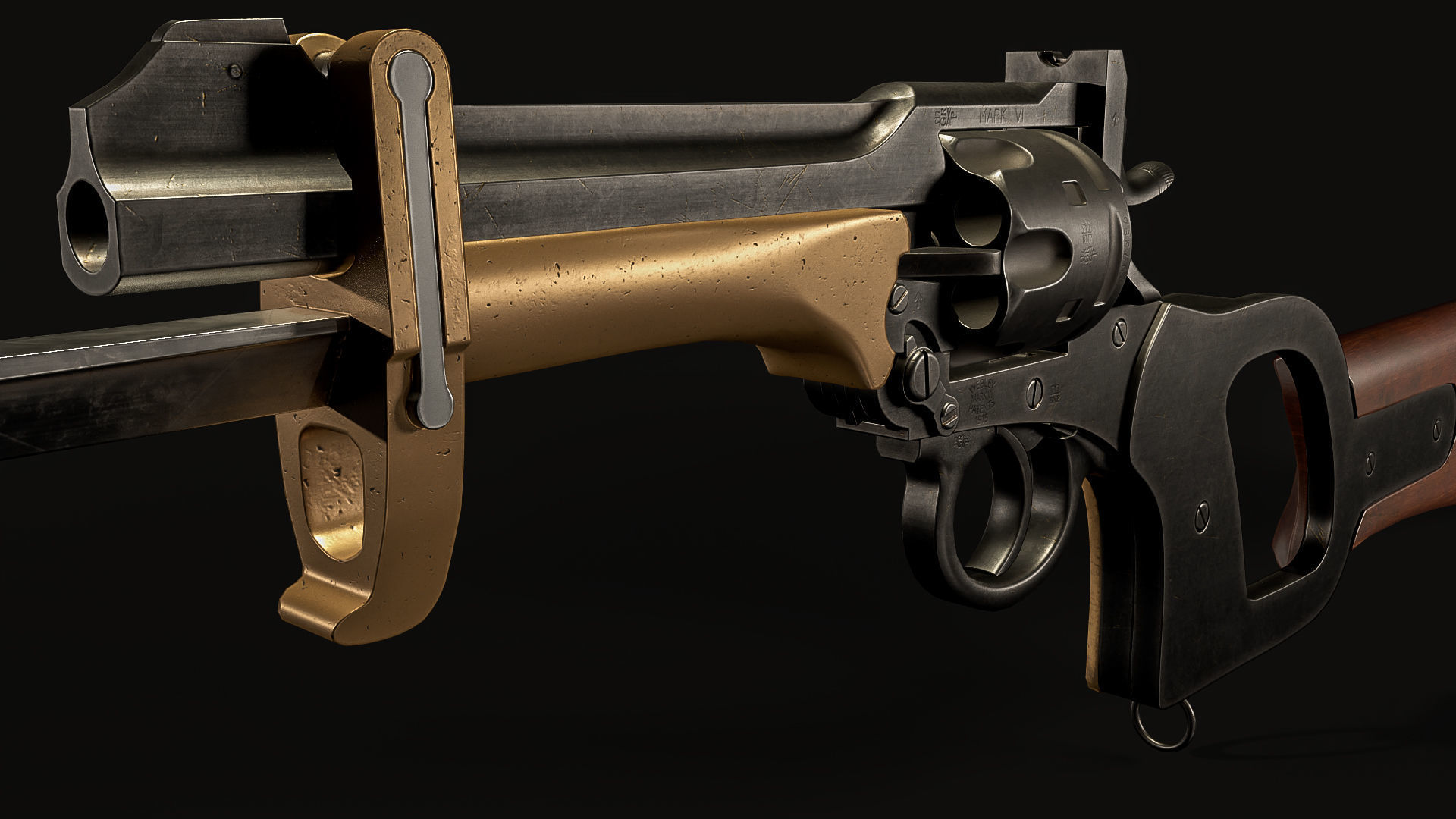 Webley Service Revolver Low Poly Low-poly 3D model_4