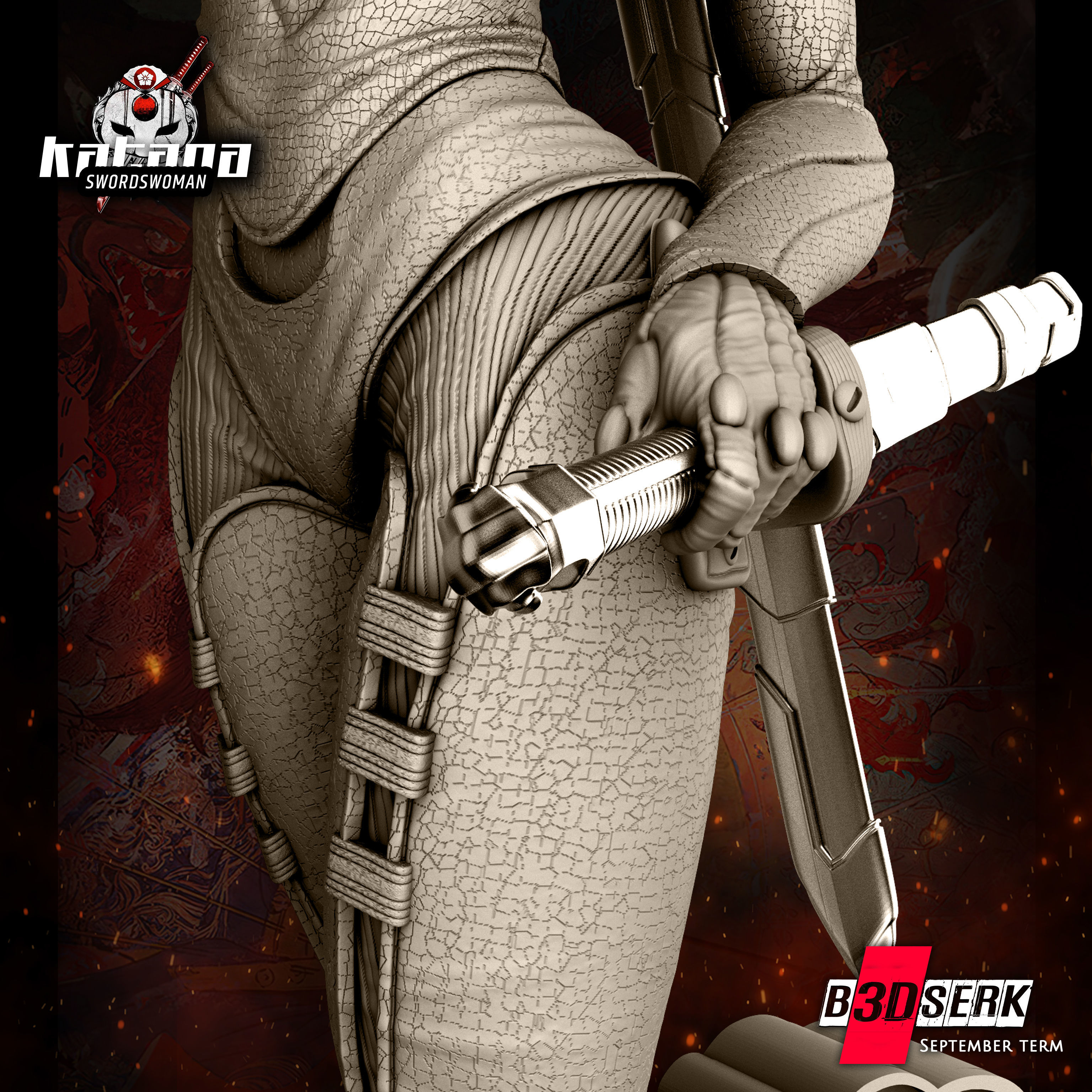 B3DSERK September Term Katana Sculpture 3D print model_7