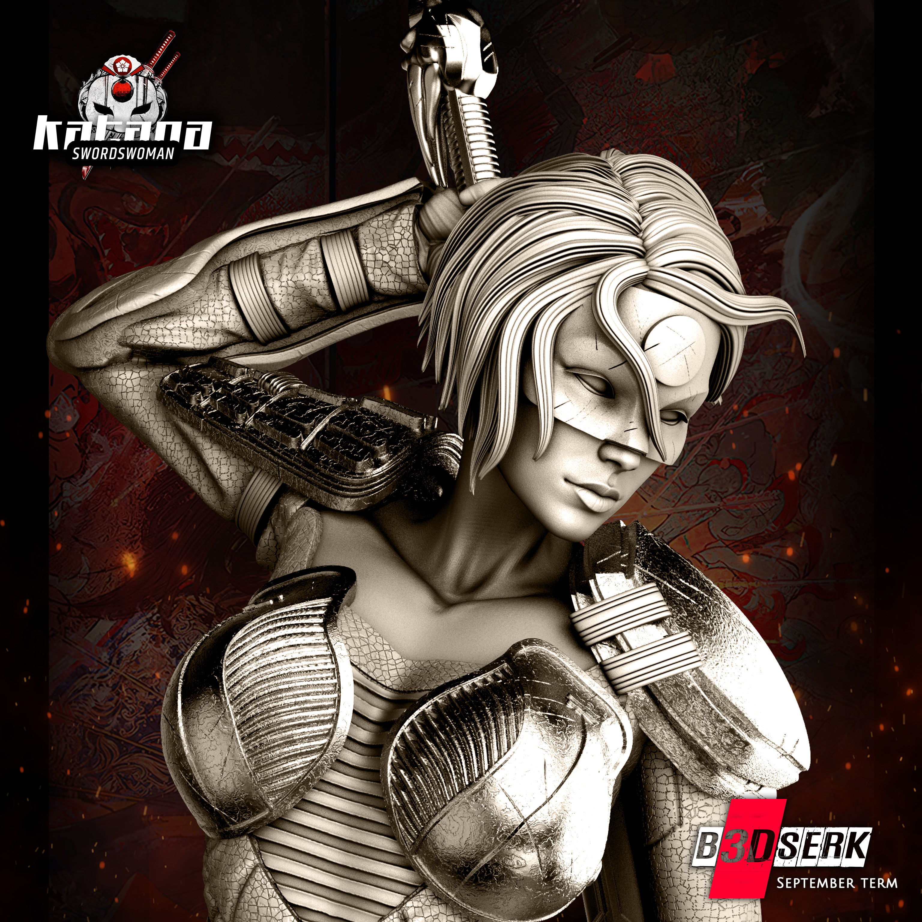 B3DSERK September Term Katana Sculpture 3D print model_3