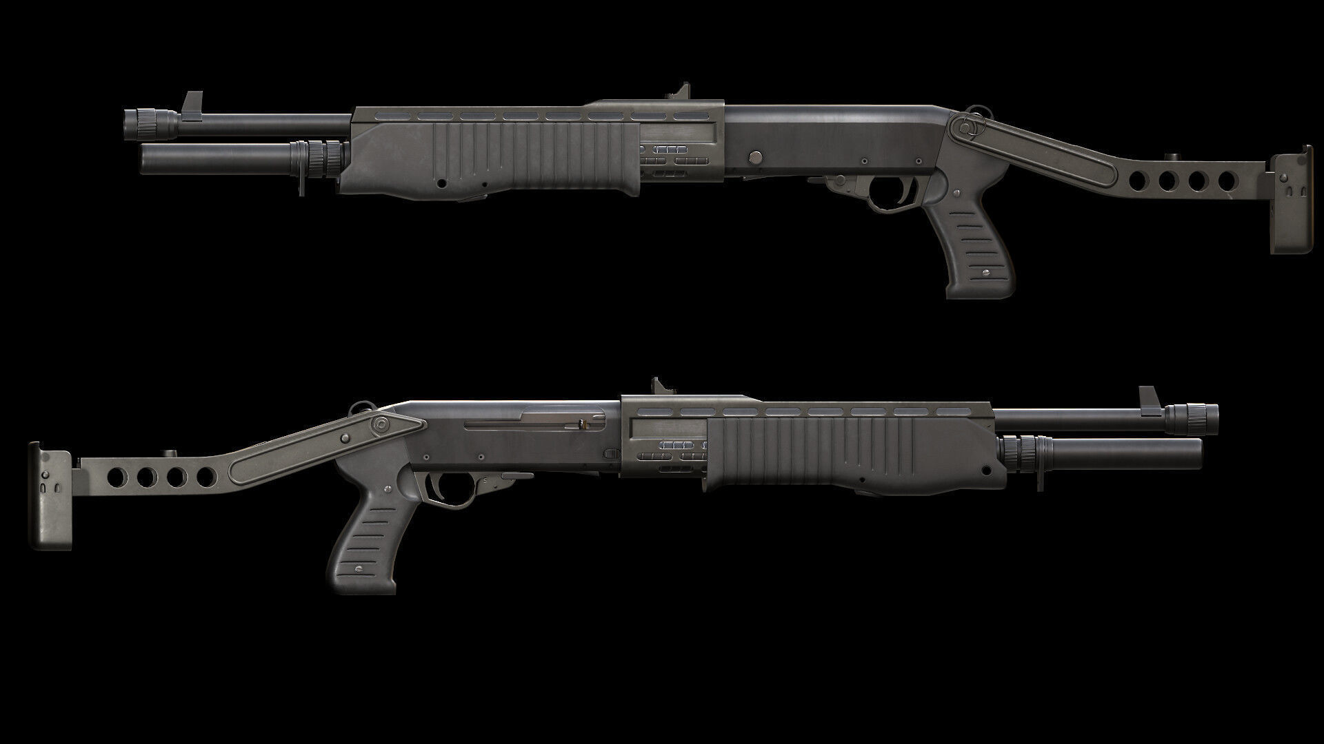 Modern AAA Shotgun Pack Game Ready PBR Low-poly 3D model_17