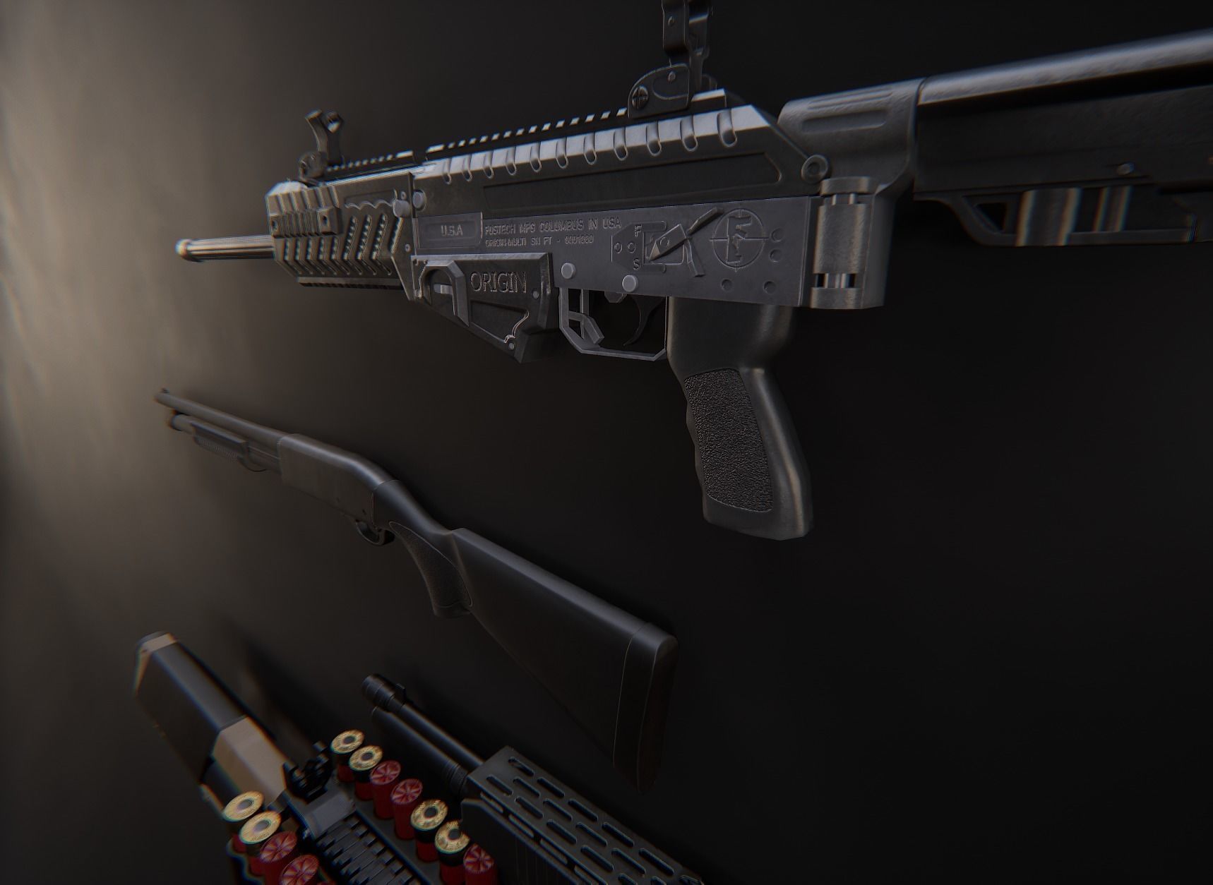 Modern AAA Shotgun Pack Game Ready PBR Low-poly 3D model_27