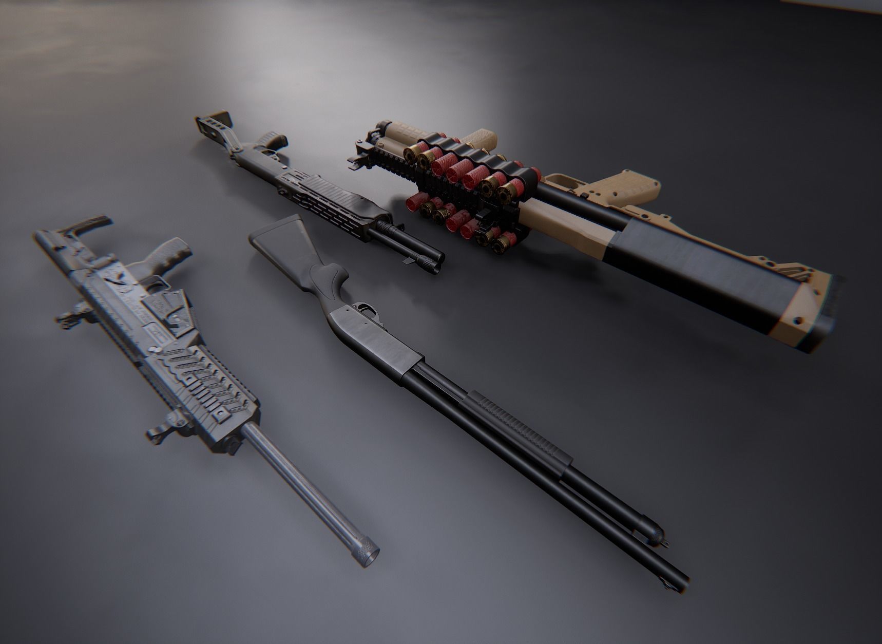 Modern AAA Shotgun Pack Game Ready PBR Low-poly 3D model_23