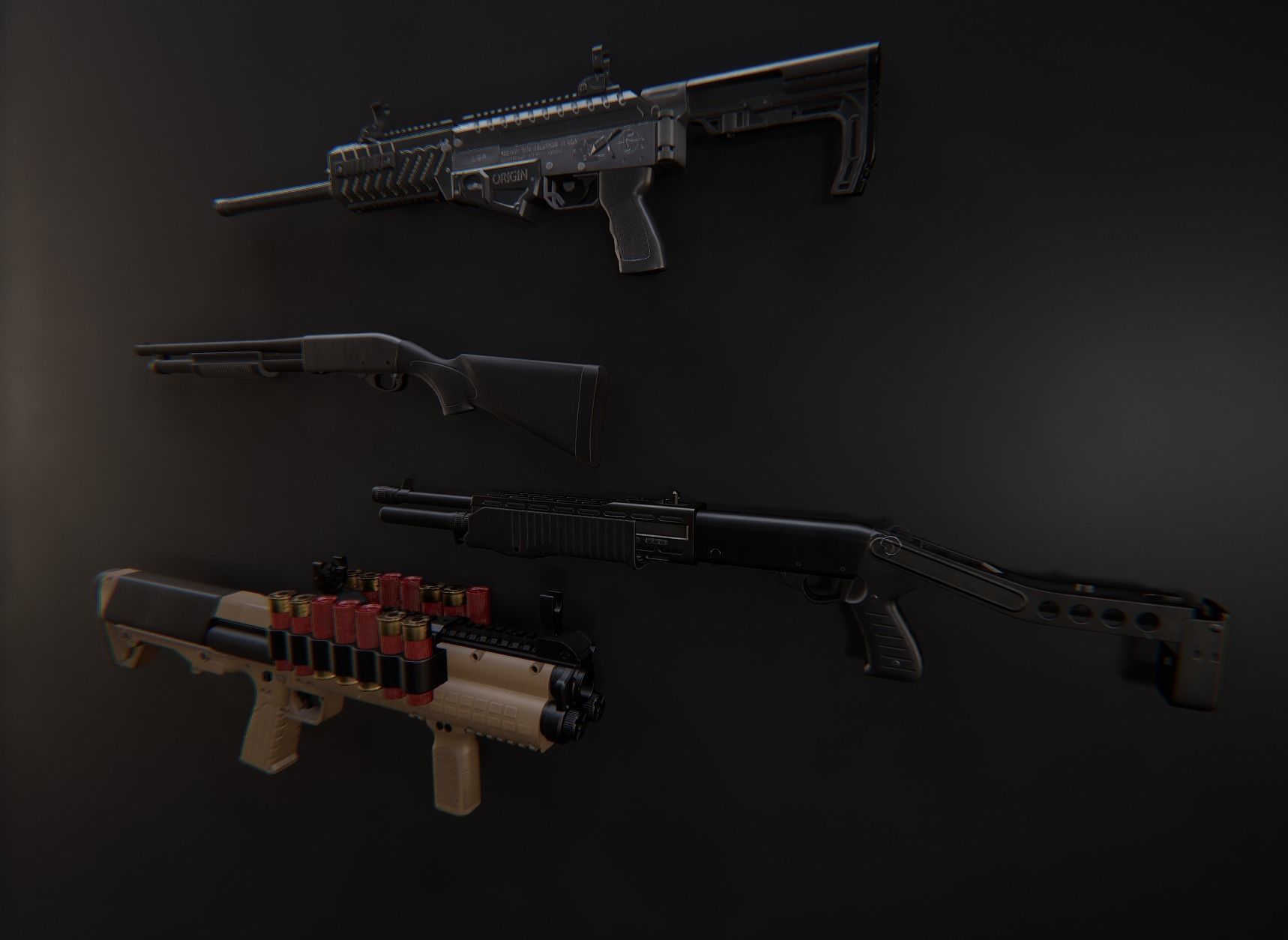 Modern AAA Shotgun Pack Game Ready PBR Low-poly 3D model_18