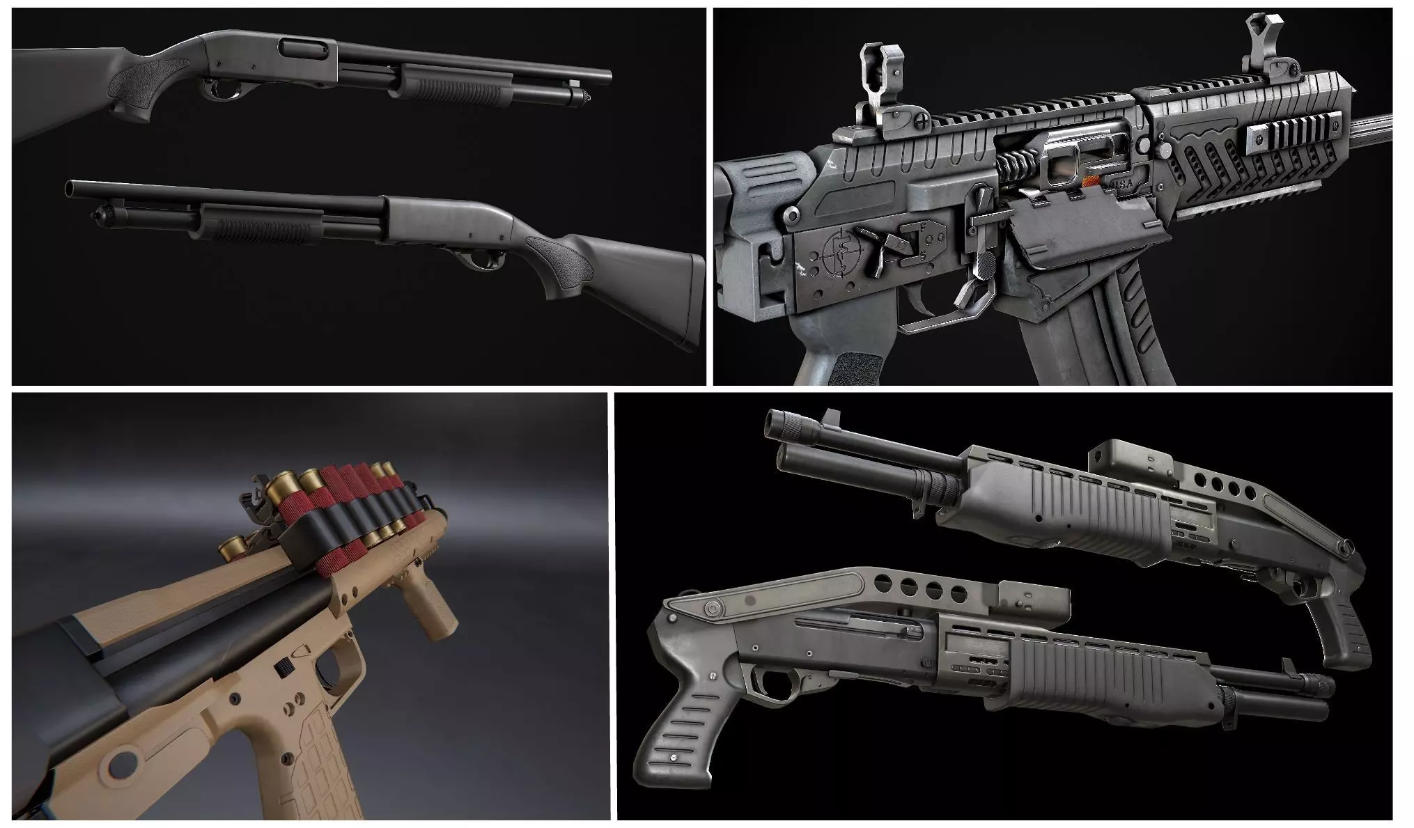 Modern AAA Shotgun Pack Game Ready PBR Low-poly 3D model_0