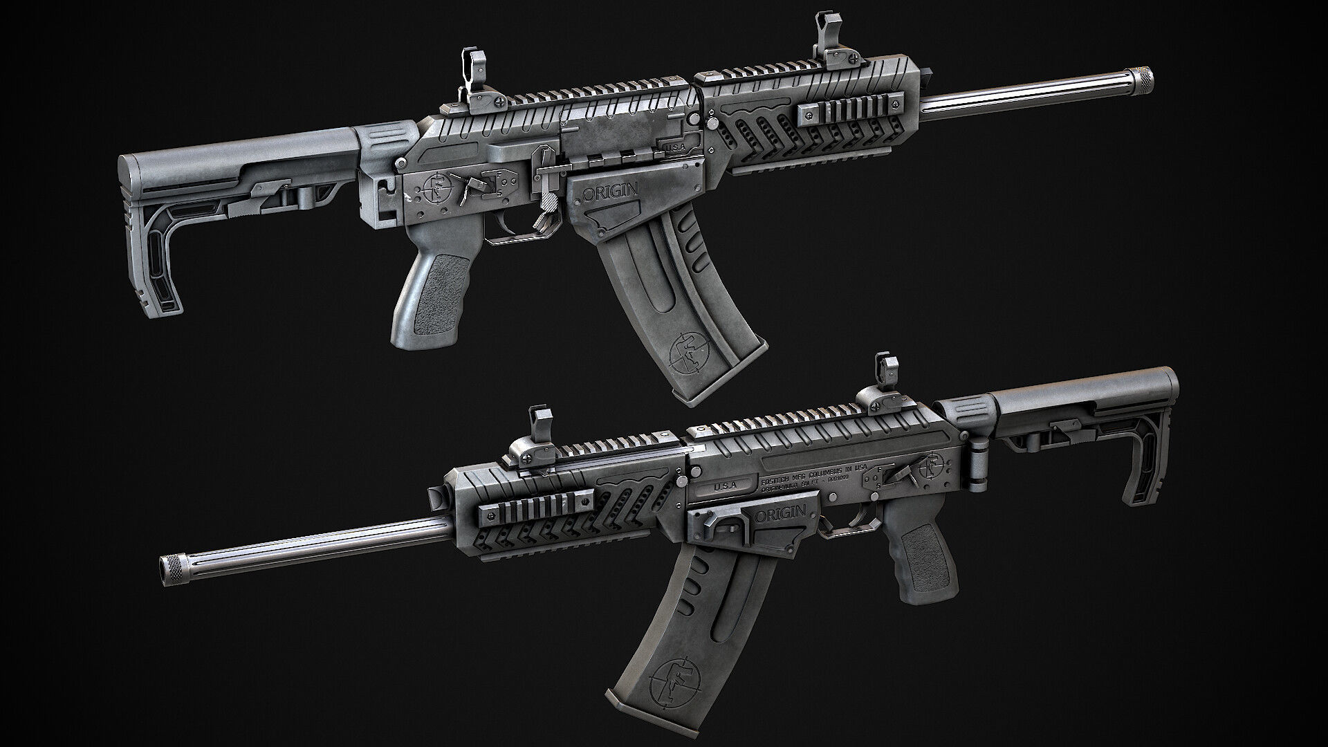 Modern AAA Shotgun Pack Game Ready PBR Low-poly 3D model_6