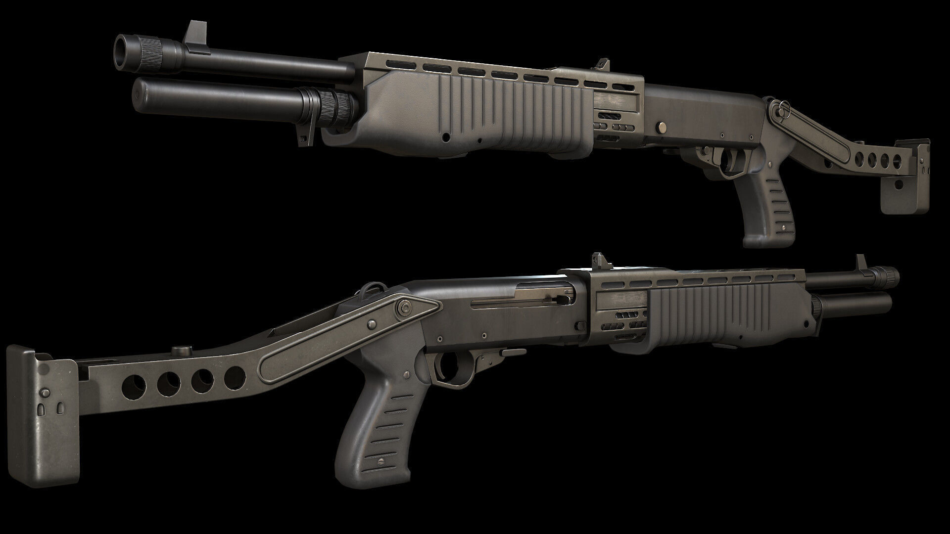 Modern AAA Shotgun Pack Game Ready PBR Low-poly 3D model_13