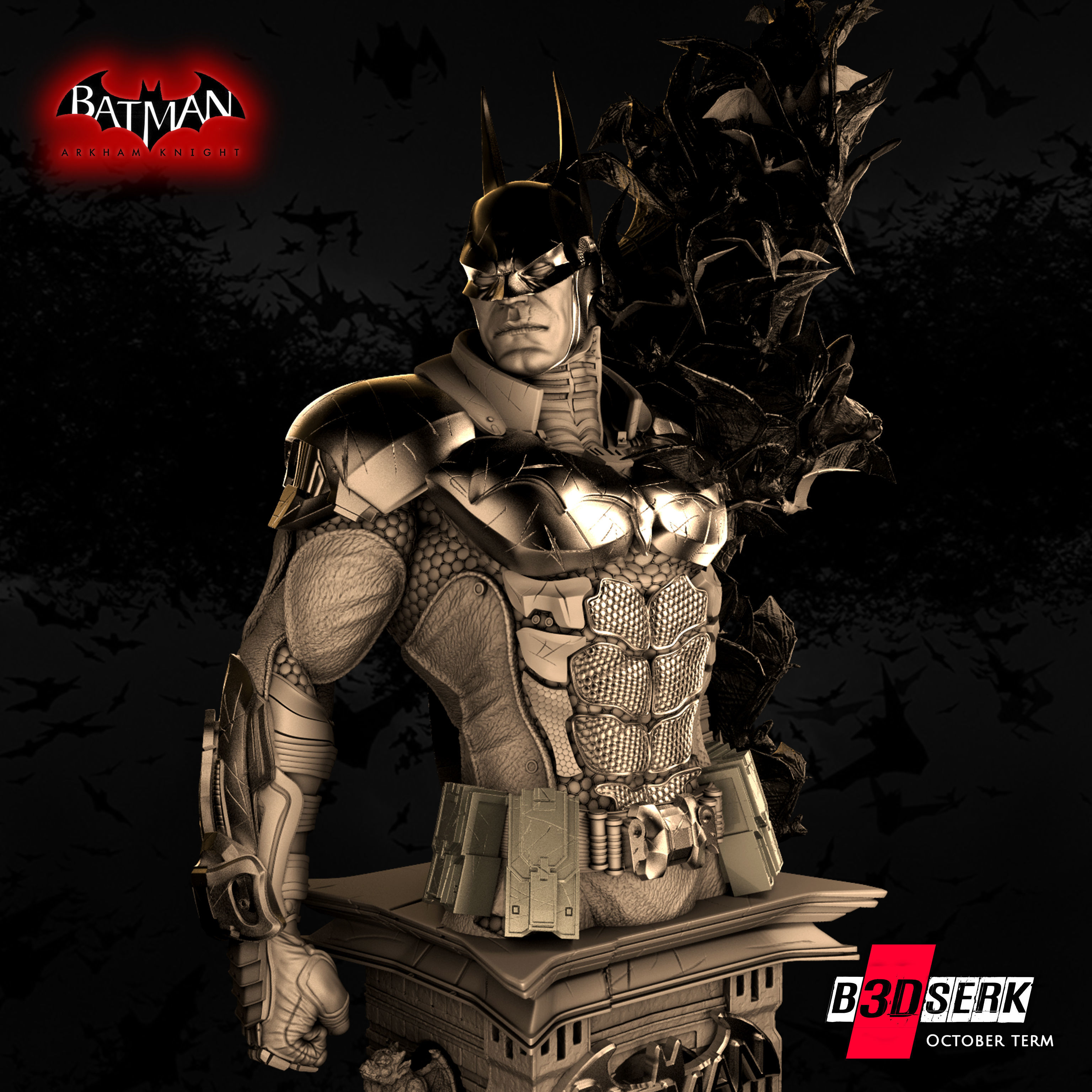 B3DSERK October Term Batman Arkham Knight Bust 3D print model_1