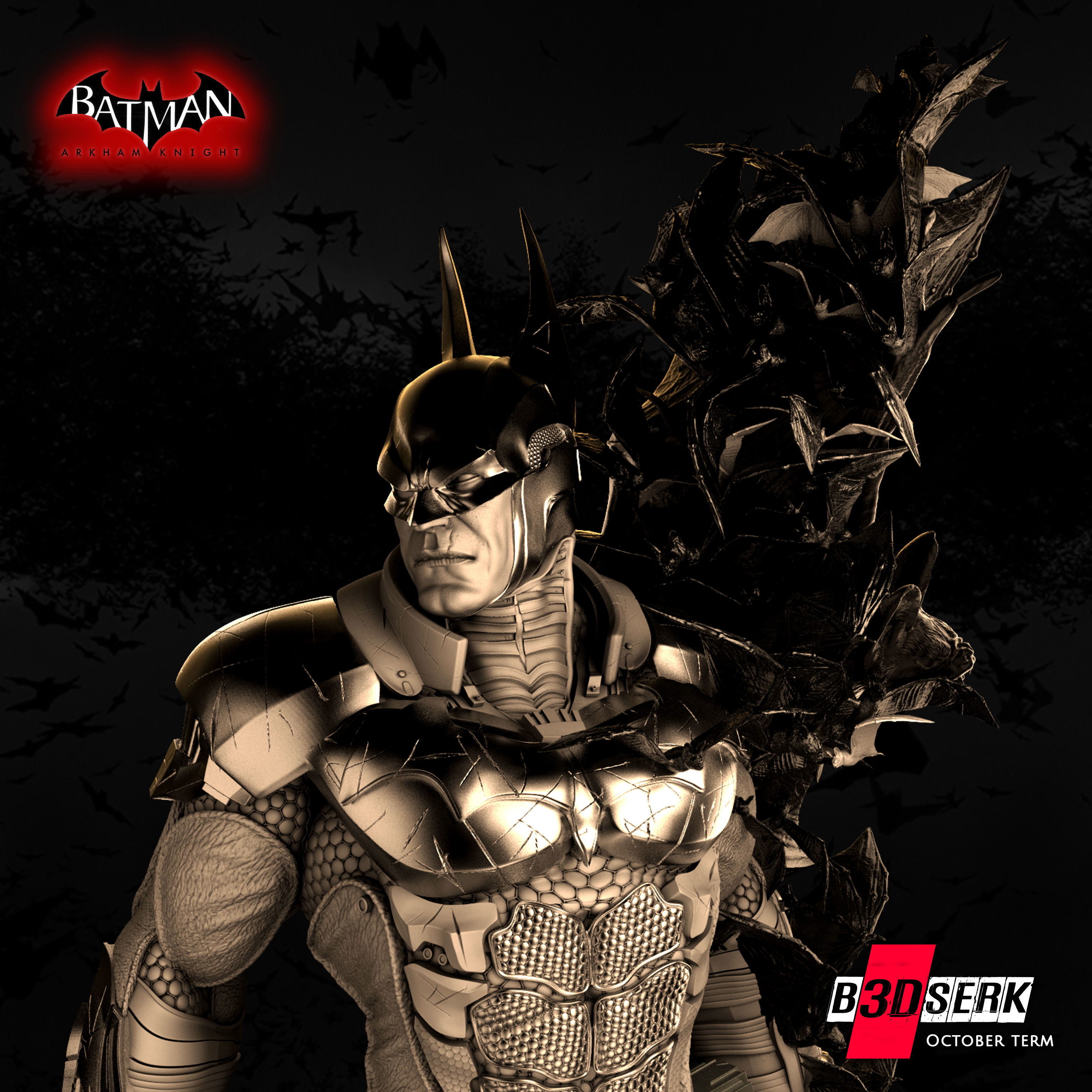 B3DSERK October Term Batman Arkham Knight Bust 3D print model_2
