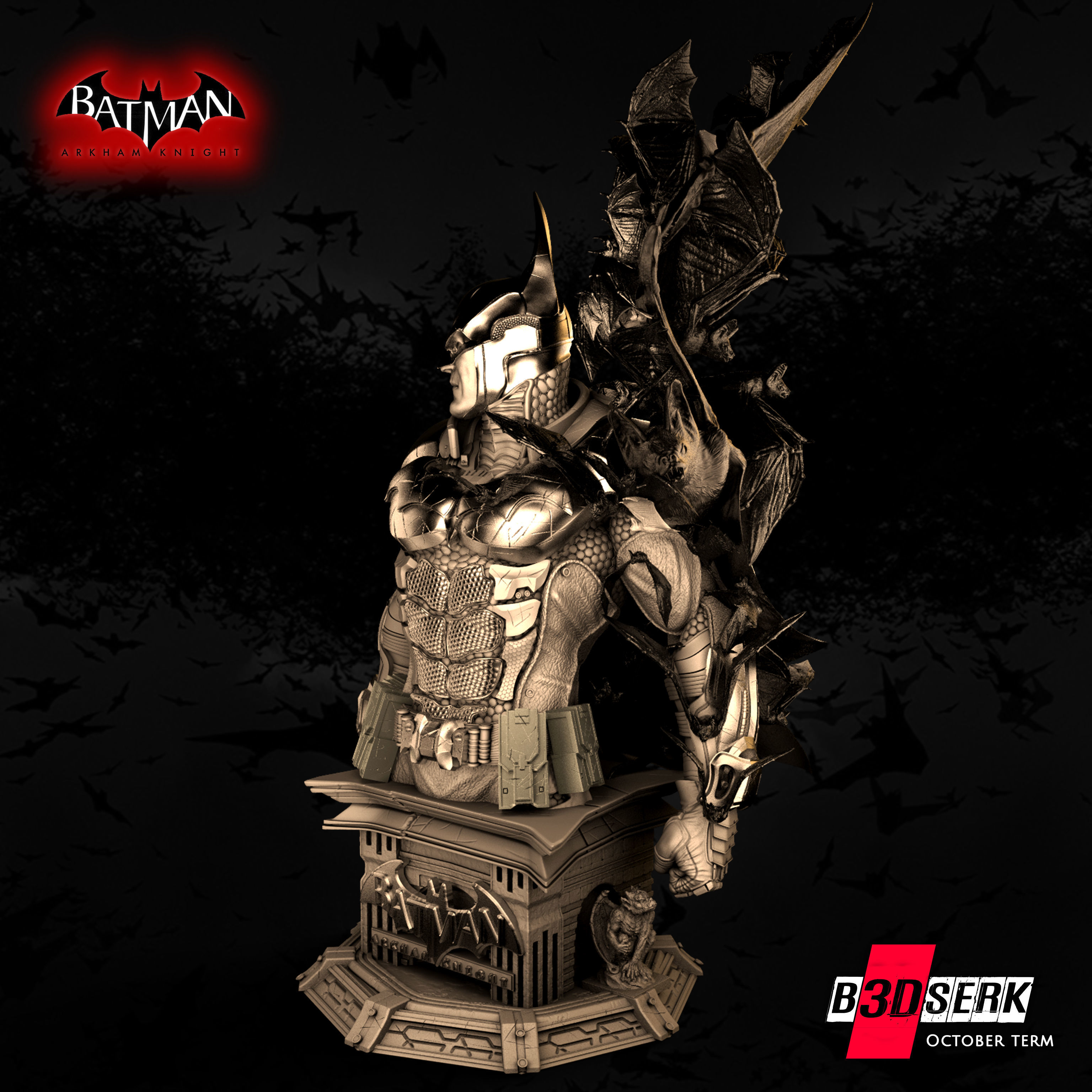 B3DSERK October Term Batman Arkham Knight Bust 3D print model_4