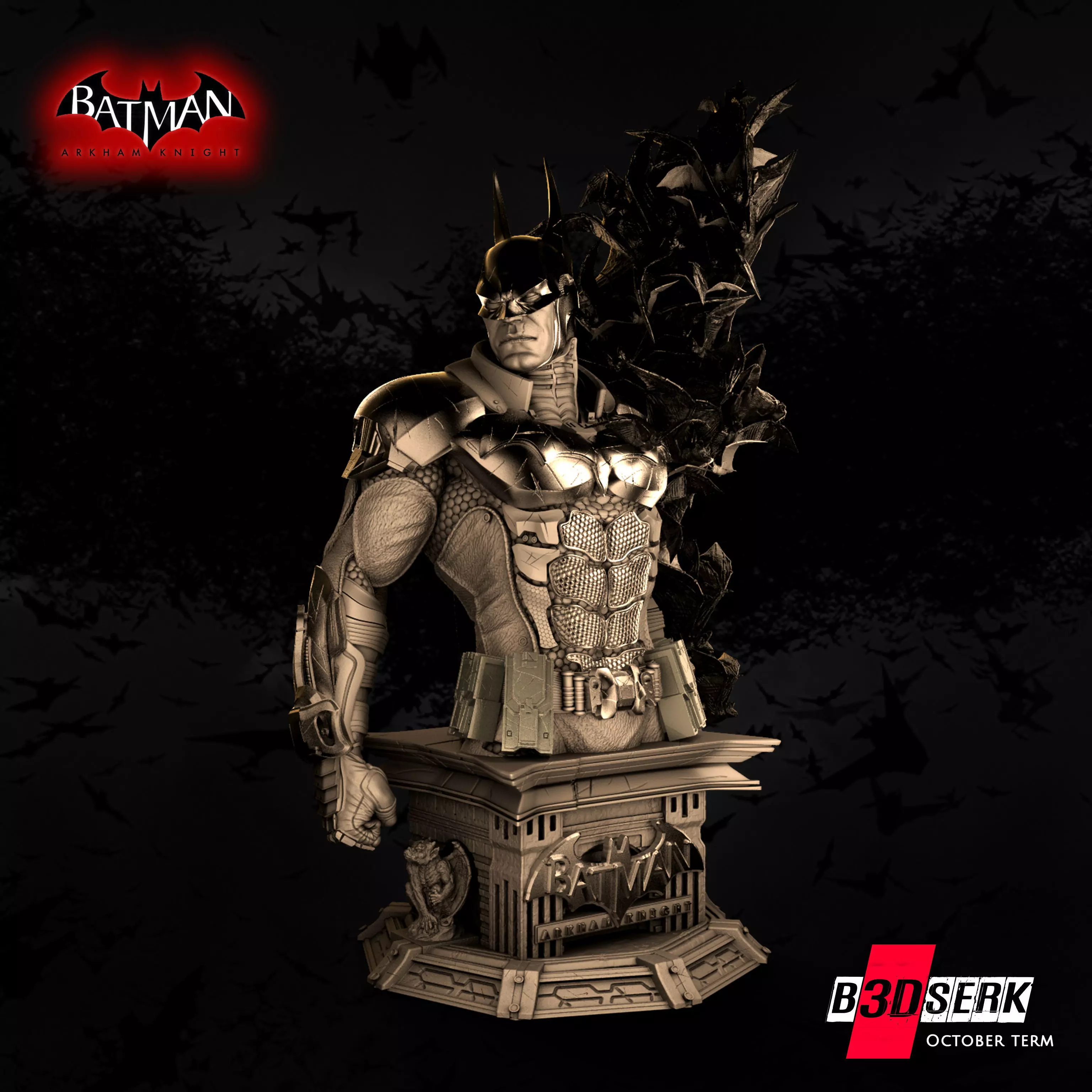 B3DSERK October Term Batman Arkham Knight Bust 3D print model_0