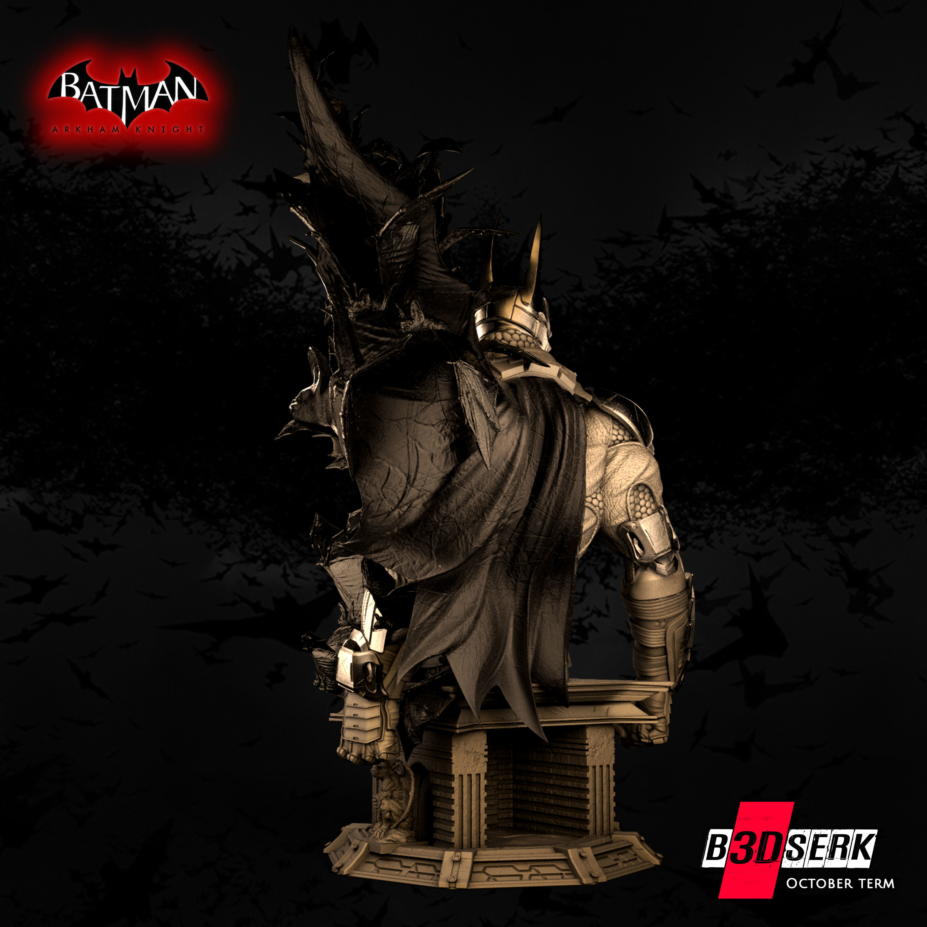 B3DSERK October Term Batman Arkham Knight Bust 3D print model_8