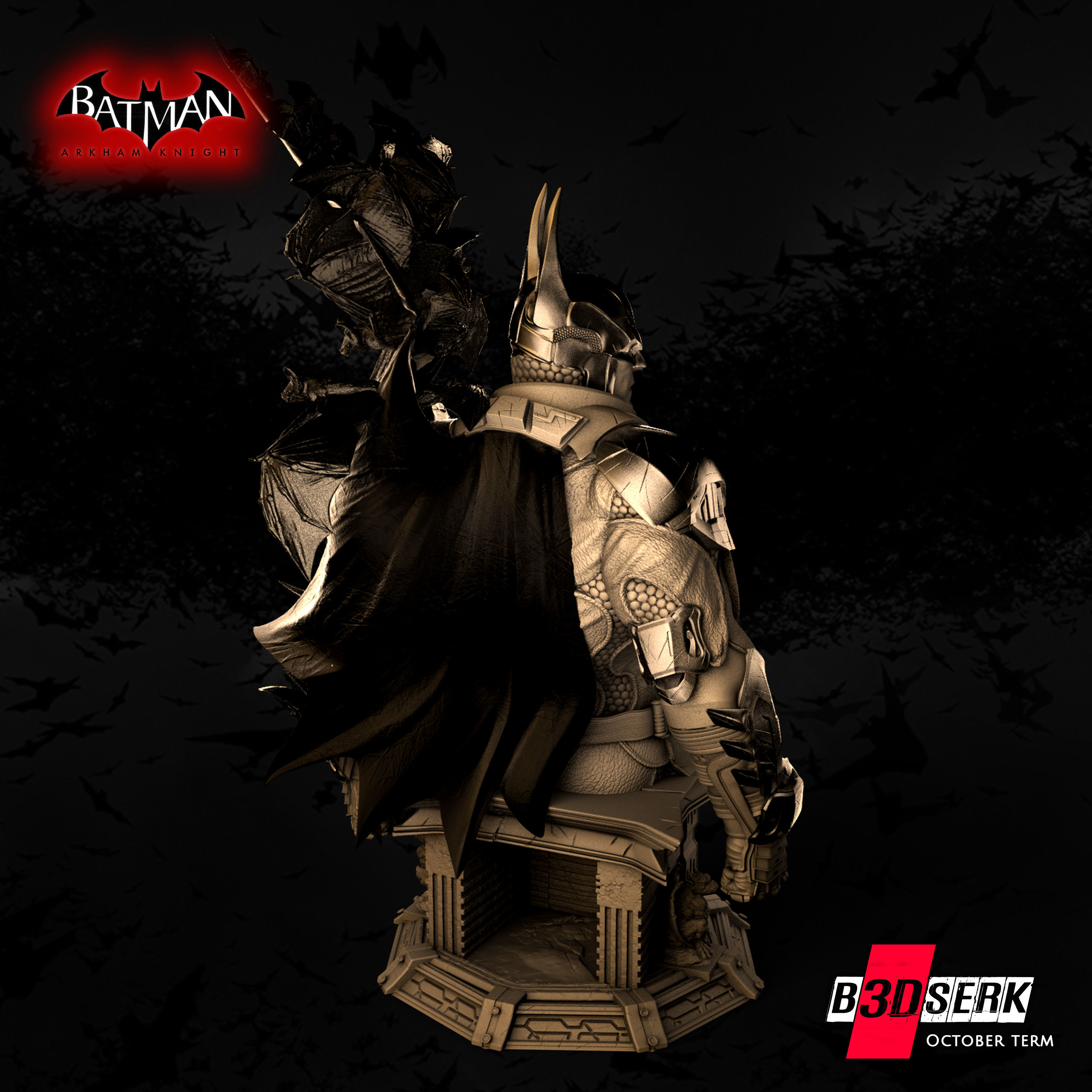 B3DSERK October Term Batman Arkham Knight Bust 3D print model_7