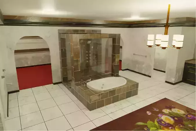 Mediterranean House Master Bathroom