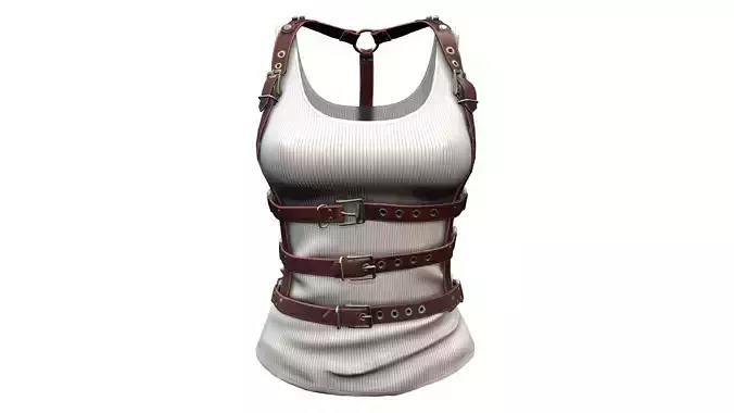 Steampunk Leather Harness With Top Low-poly 3D model