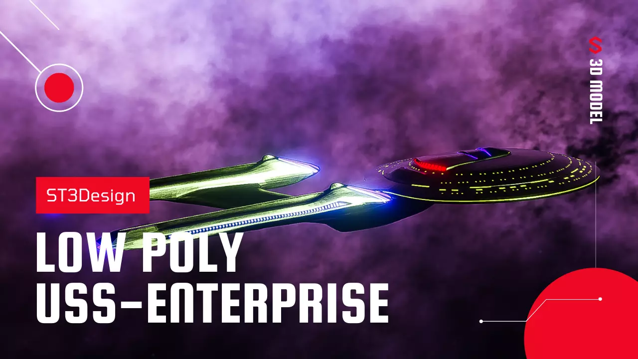 Like the USS-Enterprise low poly Low-poly 3D model
