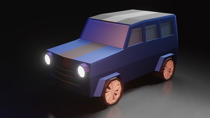 low poly jeep car Low-poly 3D model