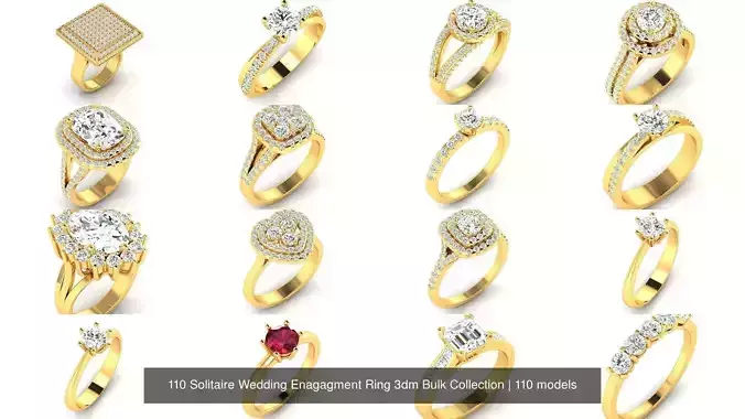 110 Solitaire Wedding Enagagment Ring 3dm Bulk Collection 