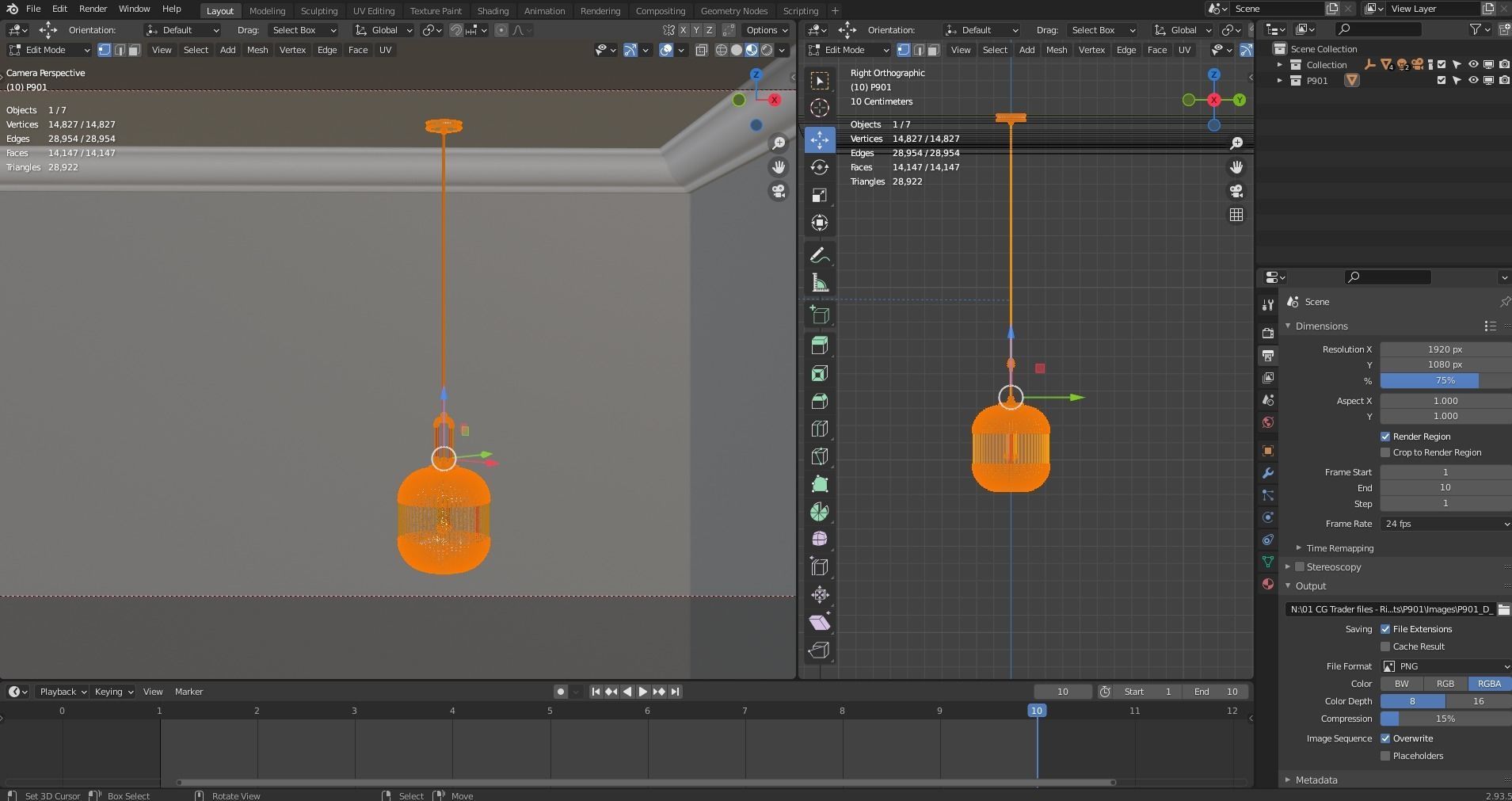 Pendant Ceiling Light P901 Low-poly 3D model_40