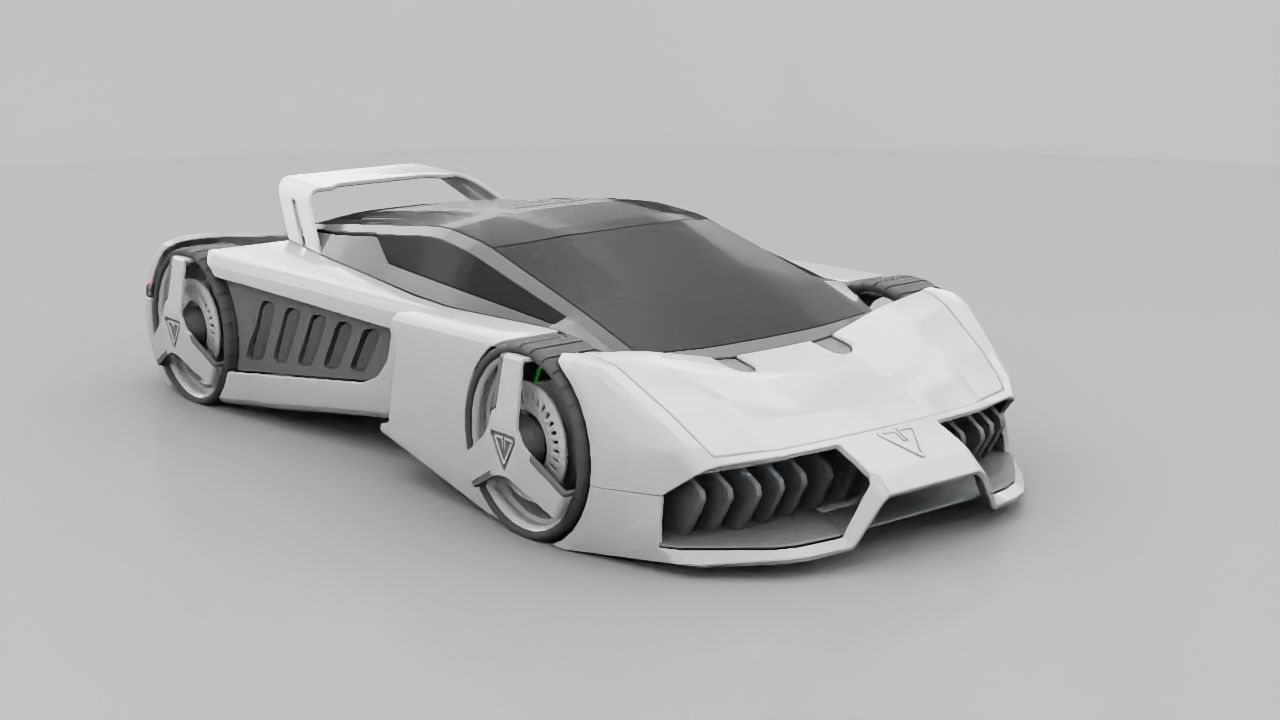 sci-fi sport car  3D model_5