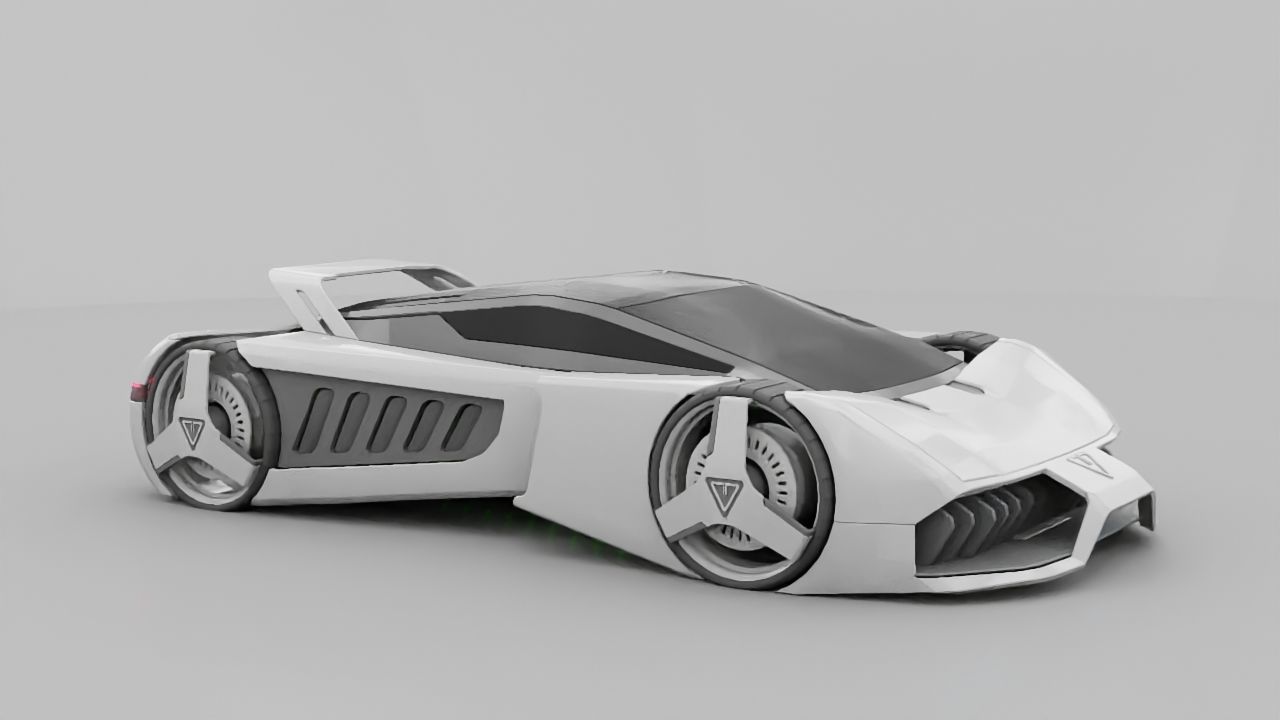 sci-fi sport car  3D model_2