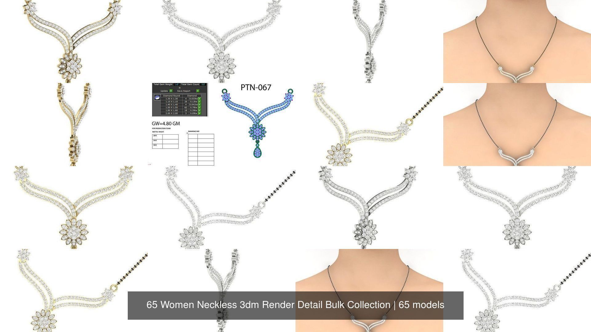 65 Women Neckless 3dm Render Detail Bulk Collection _9