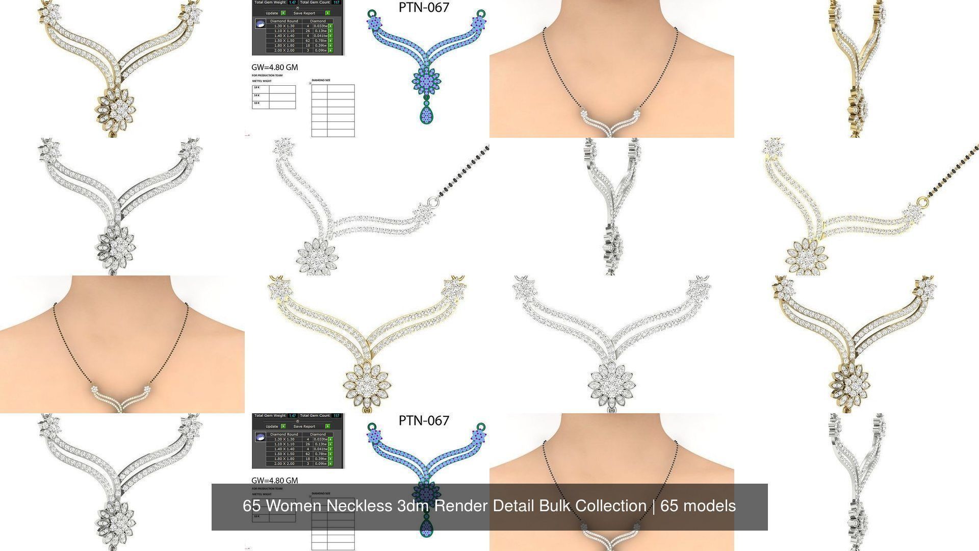 65 Women Neckless 3dm Render Detail Bulk Collection _19