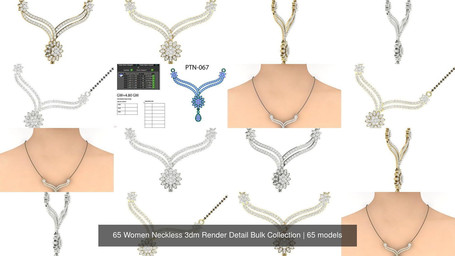 65 Women Neckless 3dm Render Detail Bulk Collection _17