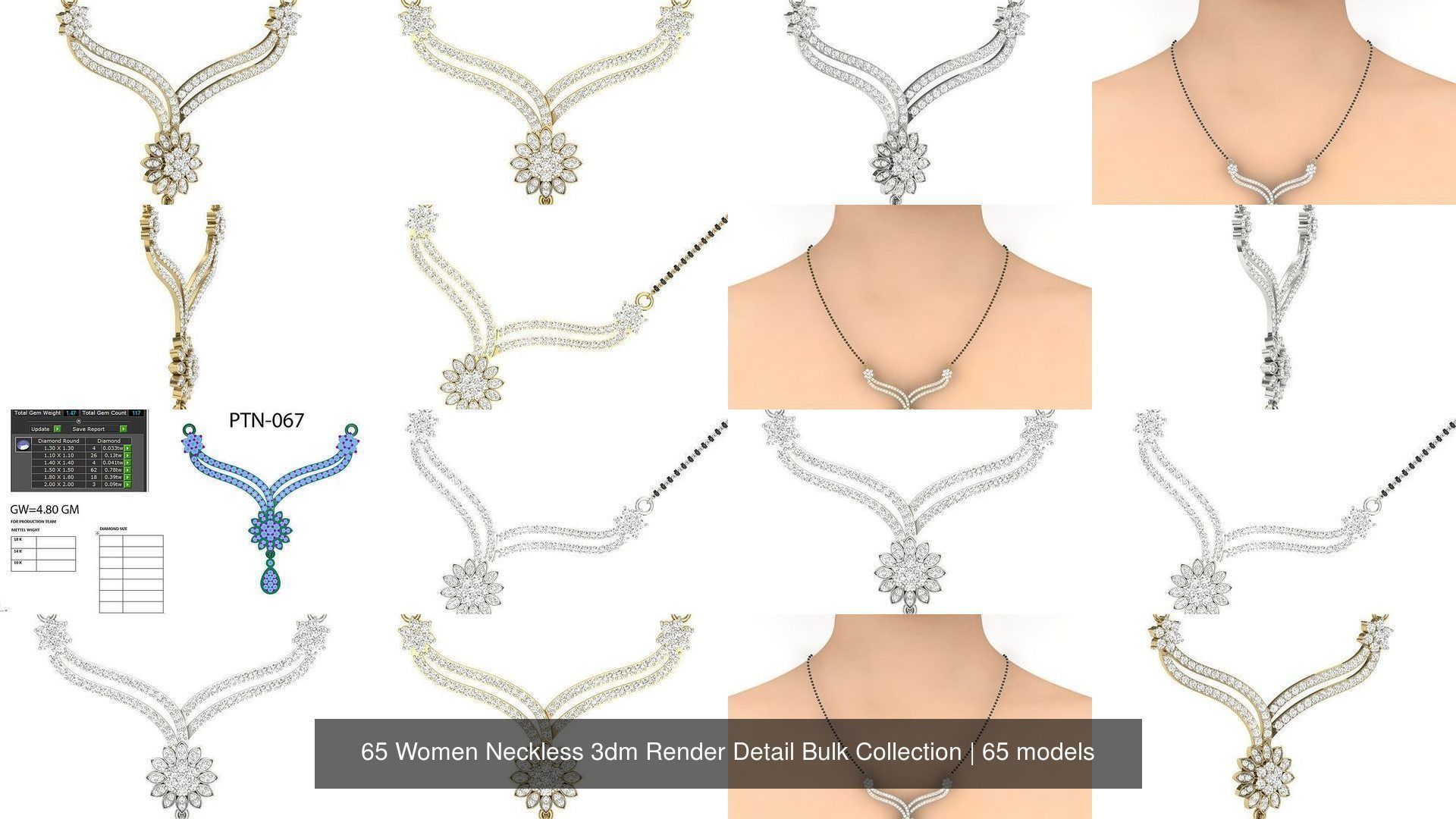 65 Women Neckless 3dm Render Detail Bulk Collection _14