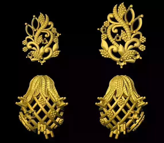 jumka three gold plated earrings