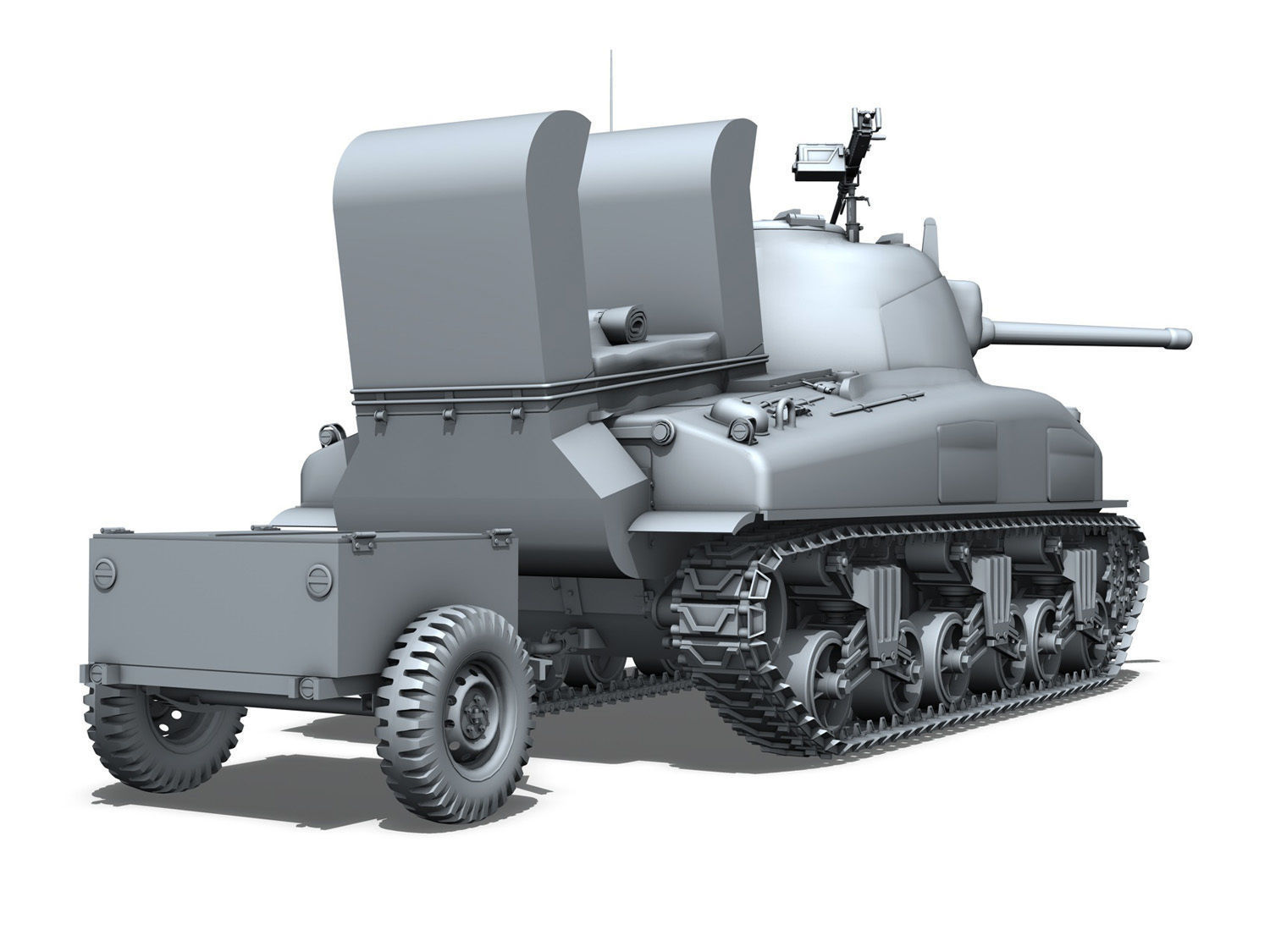 M4A1 Sherman with Deep wading gear 3D model_4