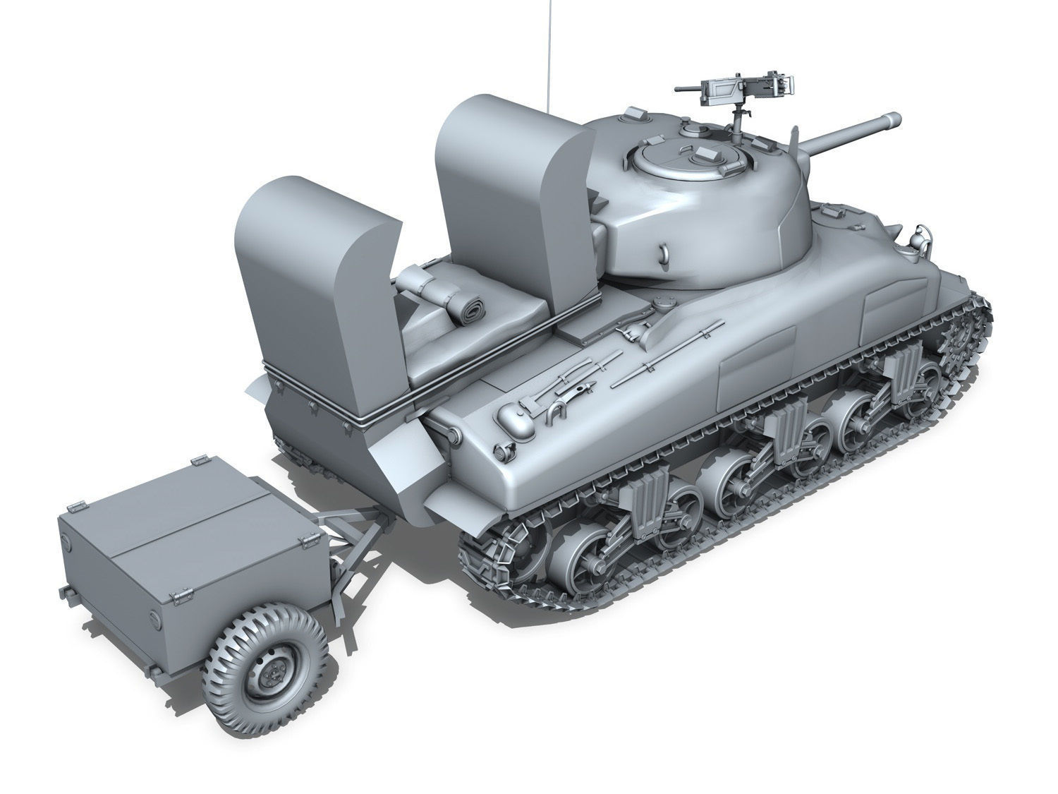 M4A1 Sherman with Deep wading gear 3D model_5