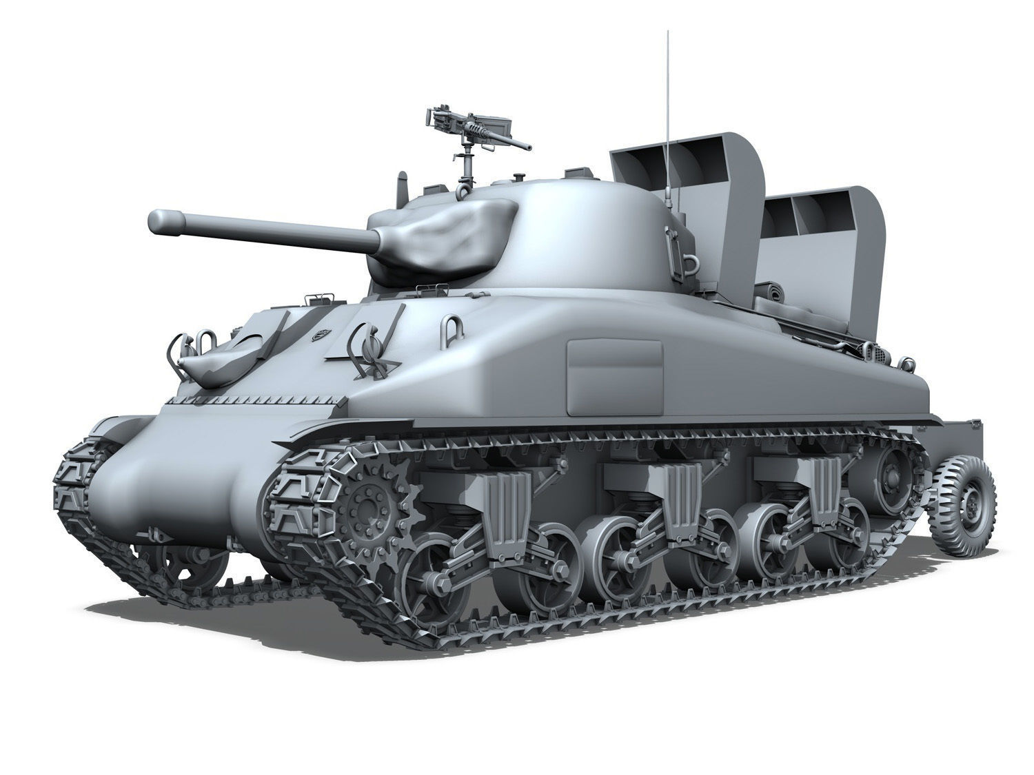 M4A1 Sherman with Deep wading gear 3D model_1