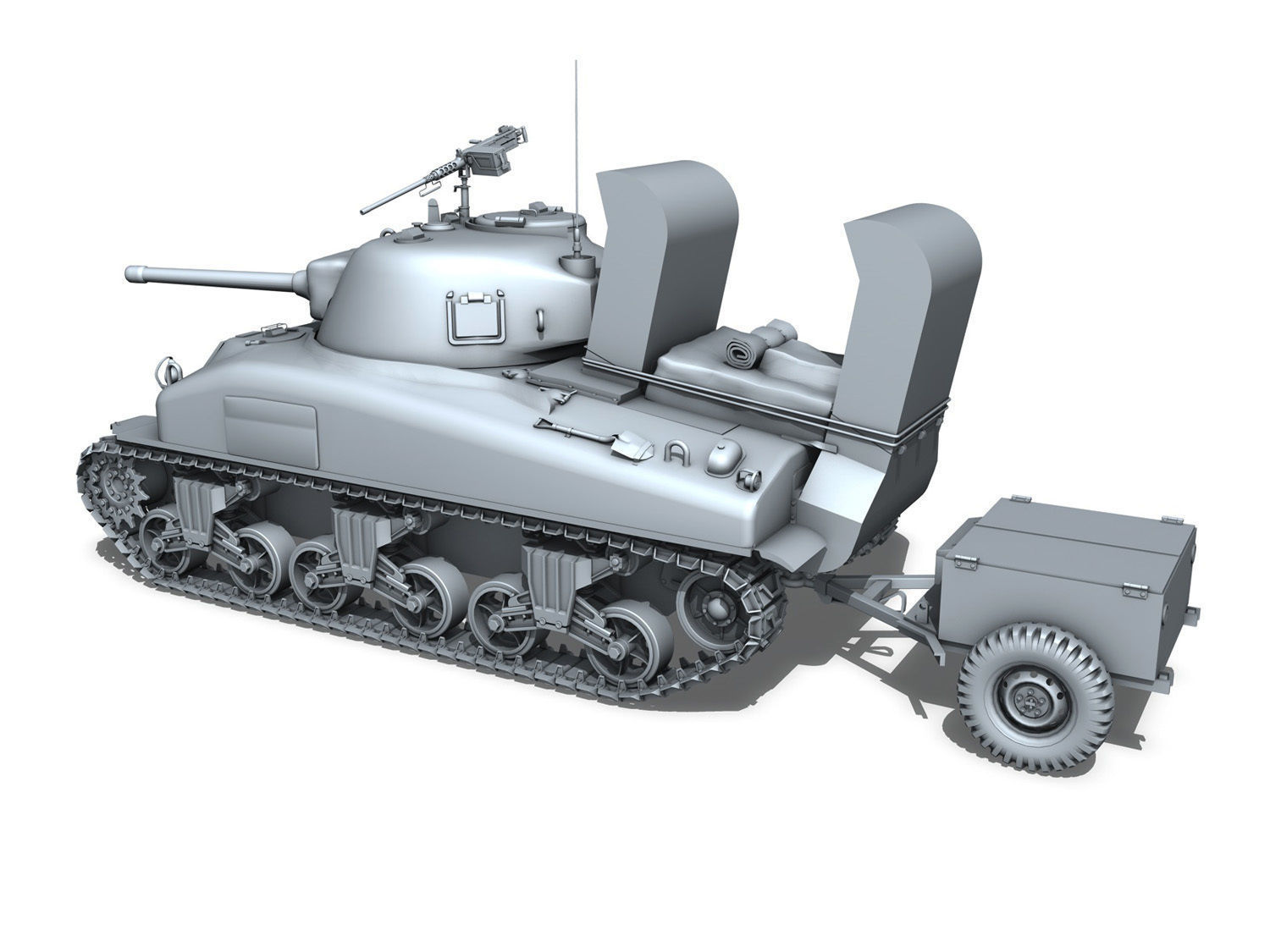 M4A1 Sherman with Deep wading gear 3D model_3