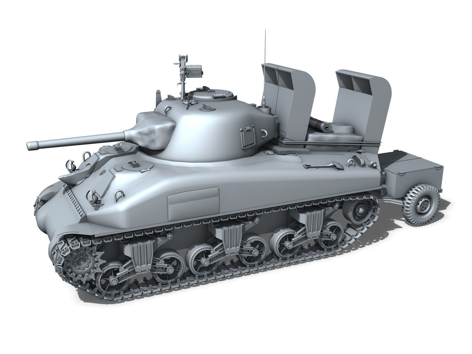 M4A1 Sherman with Deep wading gear 3D model_2