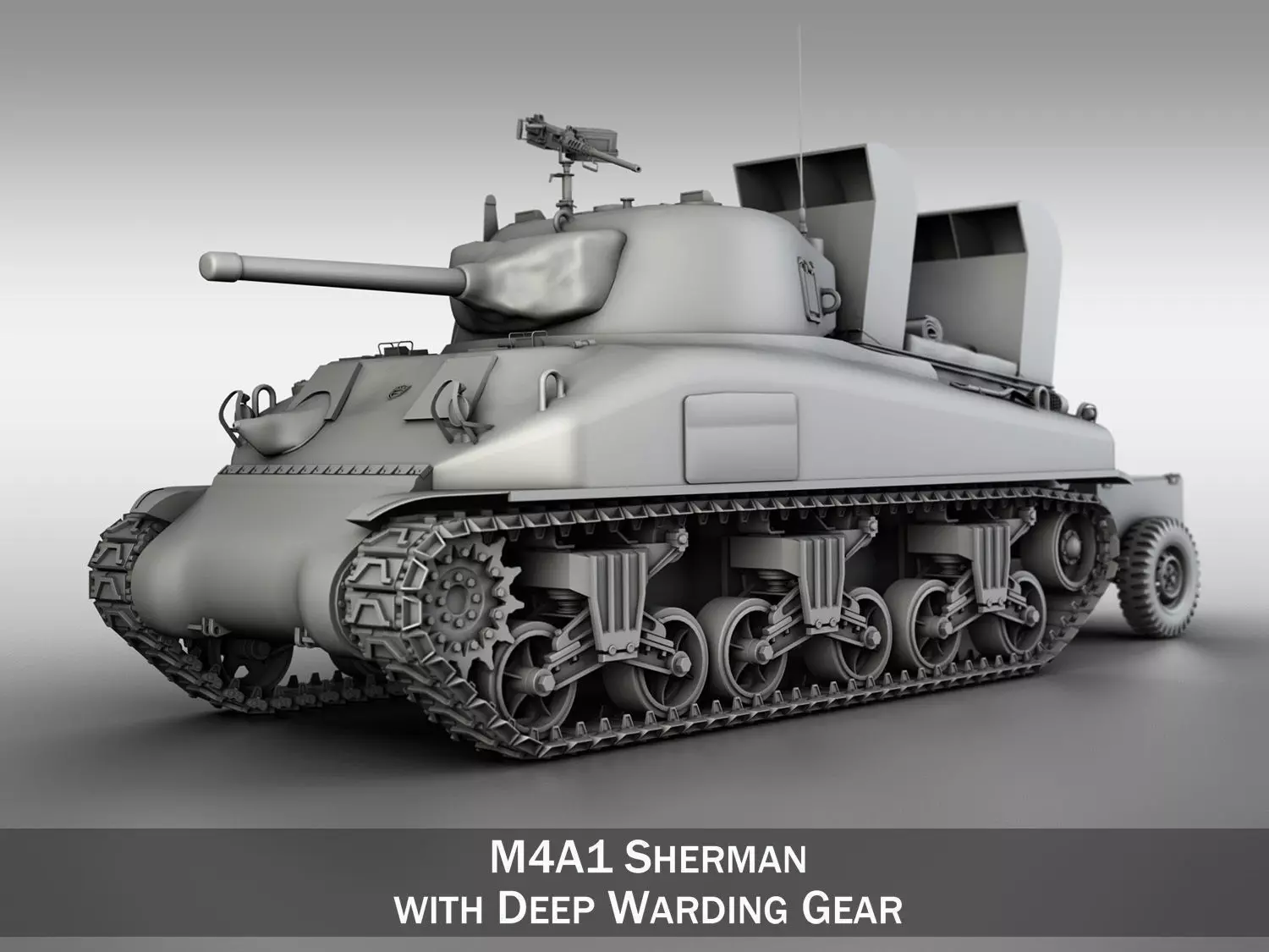 M4A1 Sherman with Deep wading gear 3D model_0