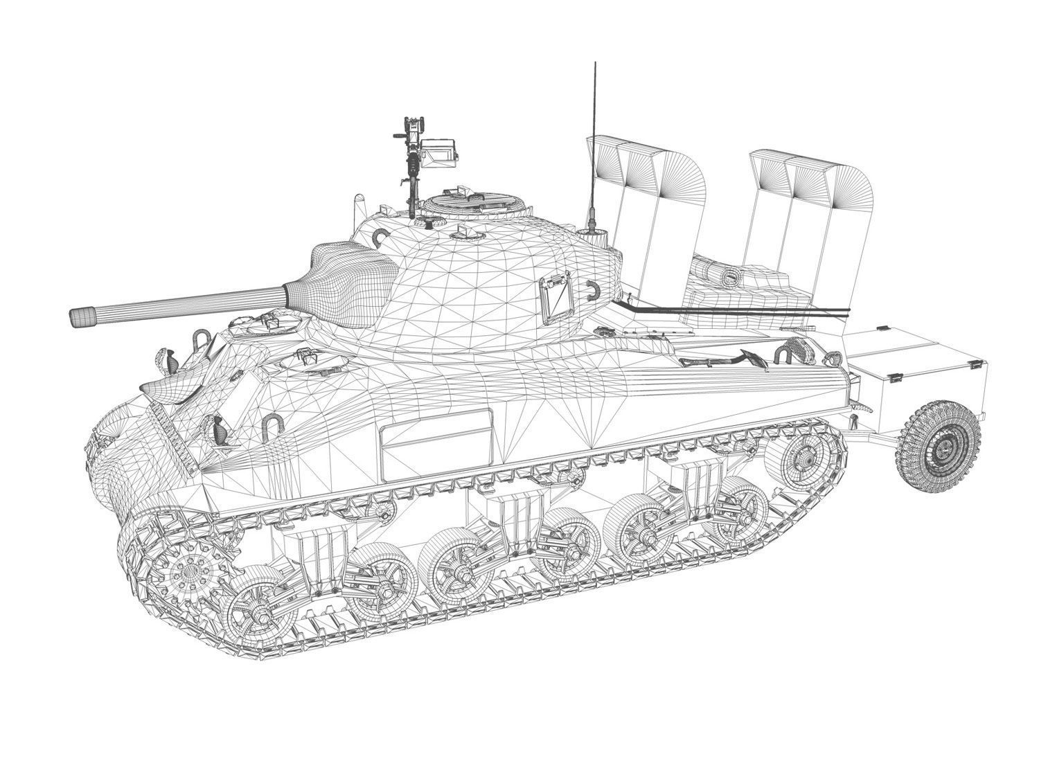 M4A1 Sherman with Deep wading gear 3D model_8