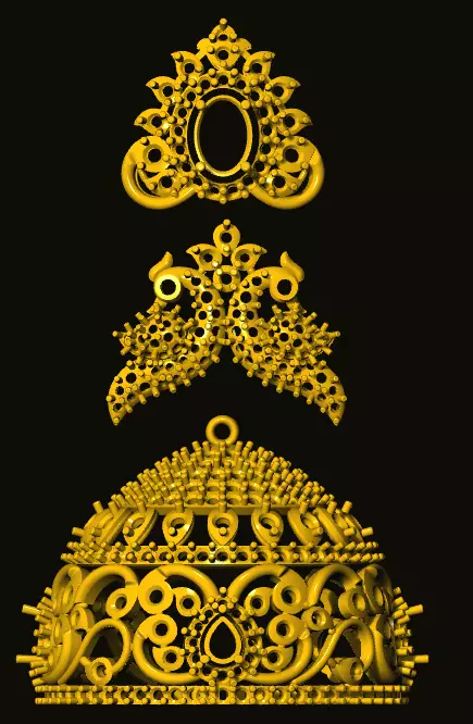 jumka three gold ornaments 3D print model_0
