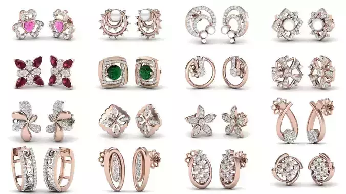 321 Women Earring 3dm Render stl Detail Bulk Collection 