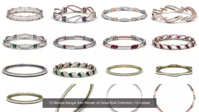 13 Women Bangal 3dm Render stl Detail Bulk Collection 