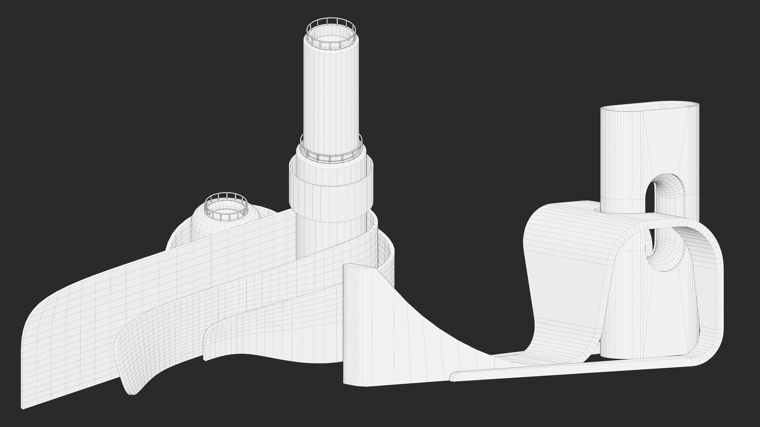 Futuristic Buildings Kitbash Set Low-poly 3D model_12