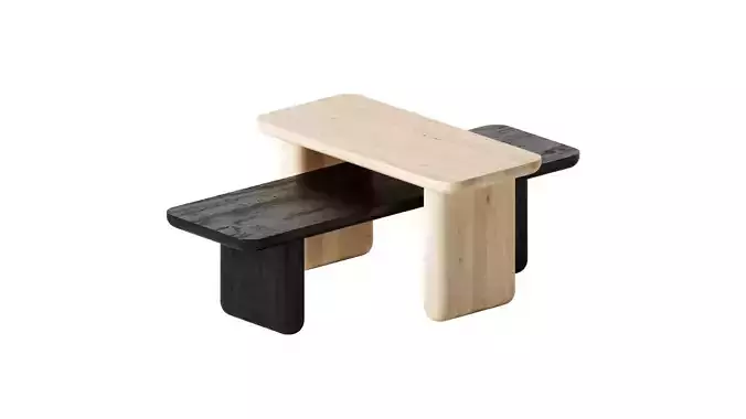 Caillou Wood Bench by Liu Jo Living 3D model