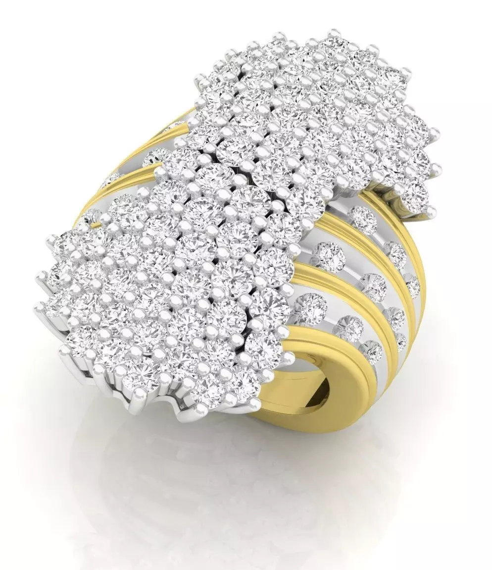 Round Diamond Ladies Cocktail Right Hand Ring 3D print model