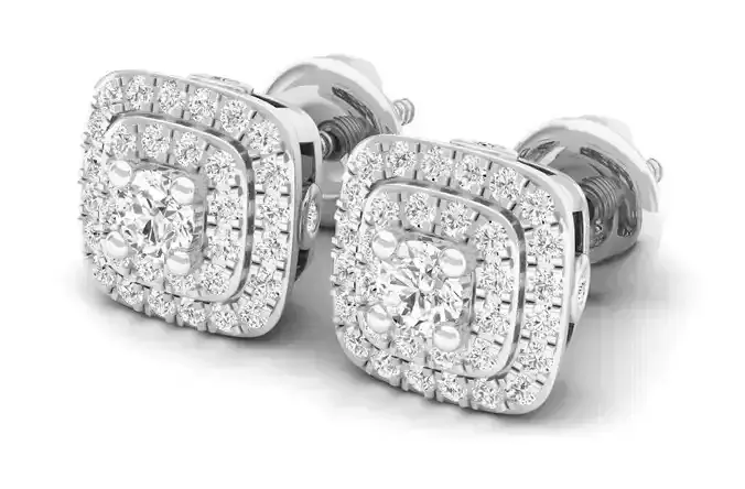 cushion shape halo Diamond earrings for woman