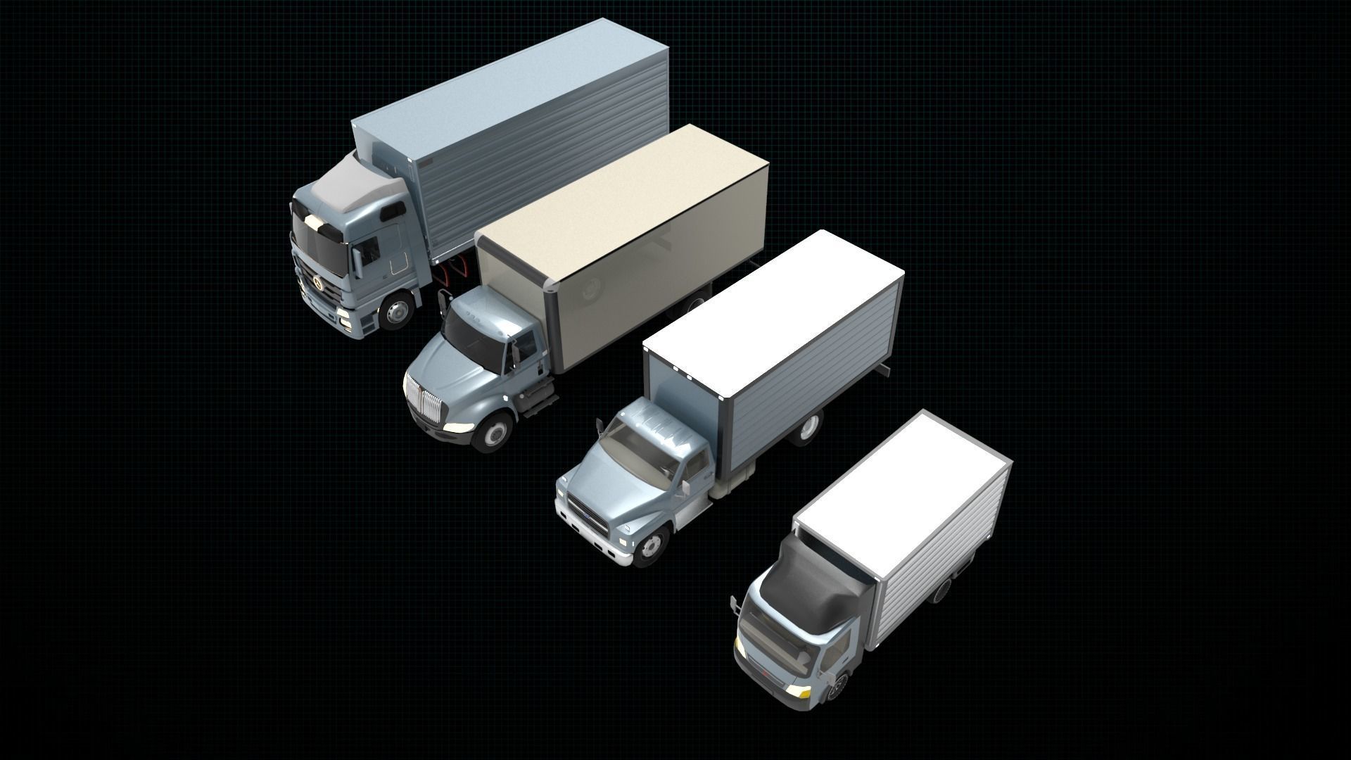 4 Variant box truck  3D model_3