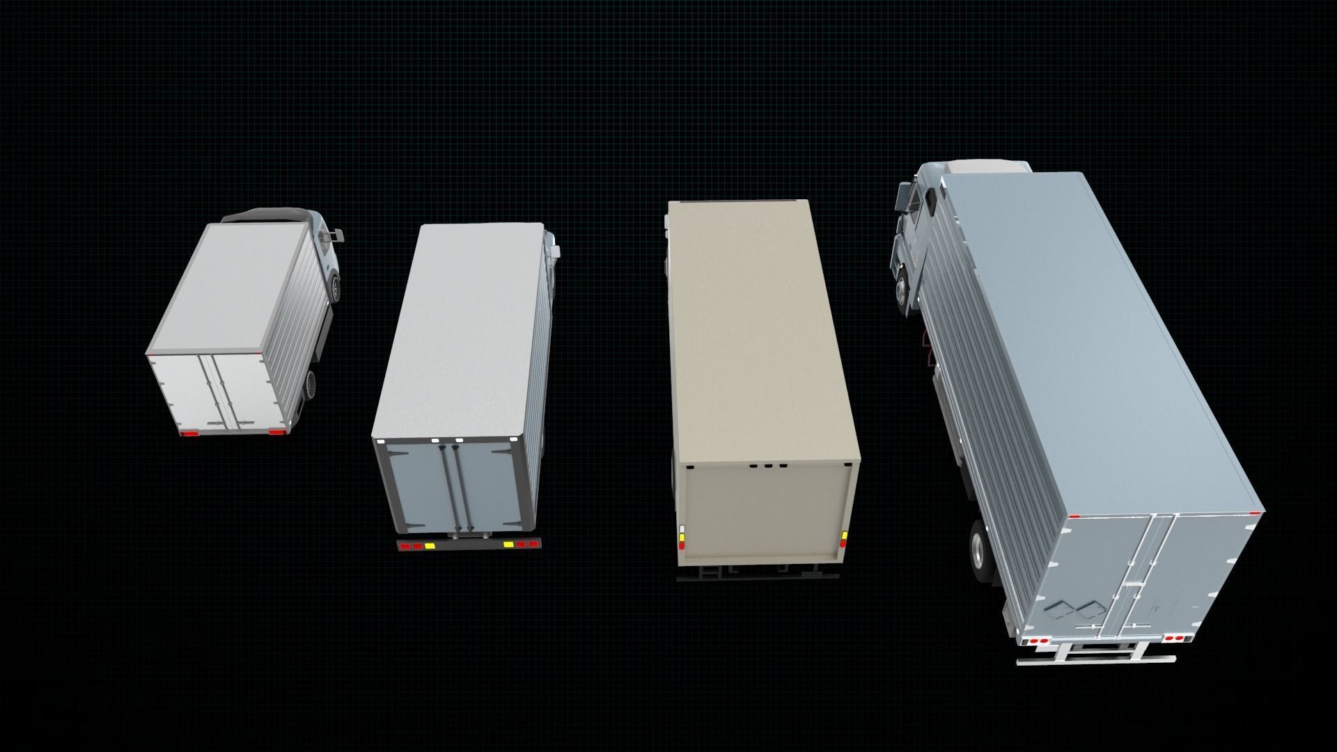 4 Variant box truck  3D model_2